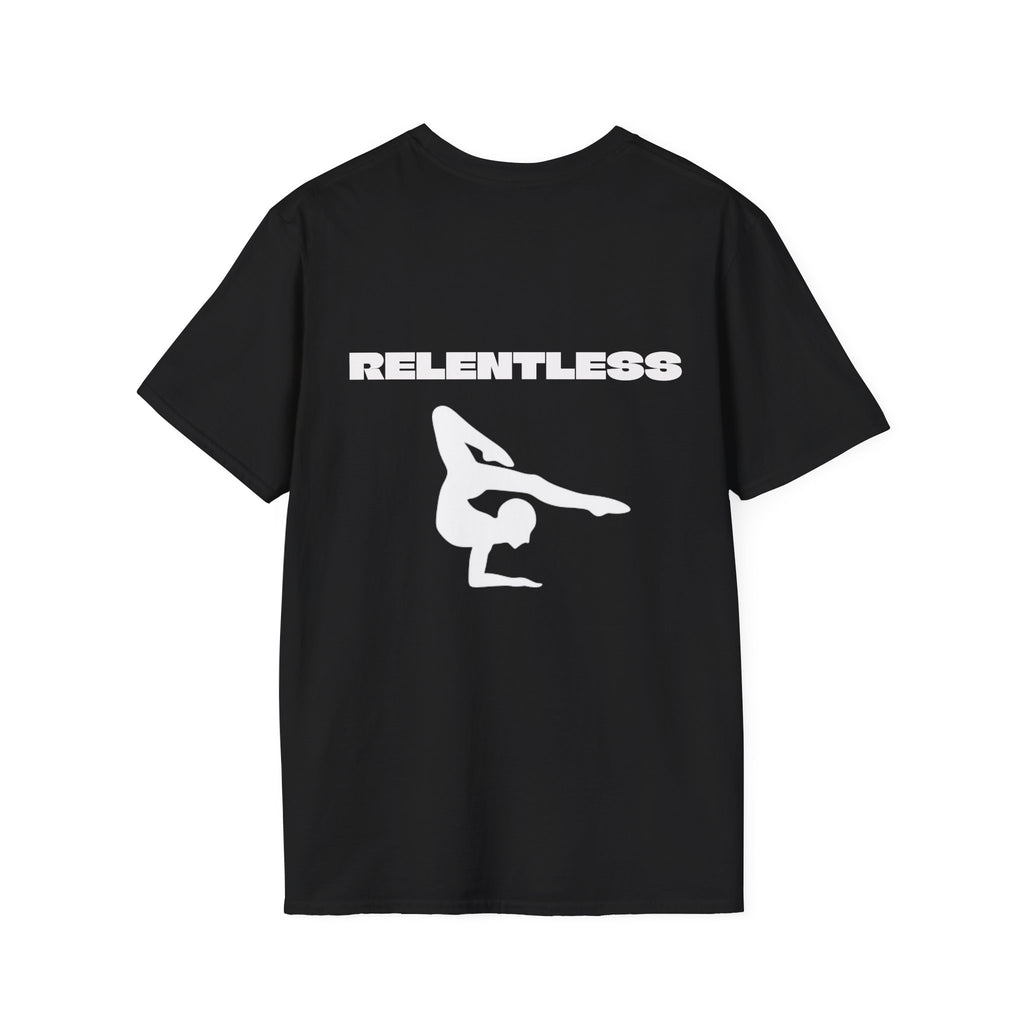 Relentless Gymnastics T-Shirt — Back Silhouette Athletic Tee (Adults)
