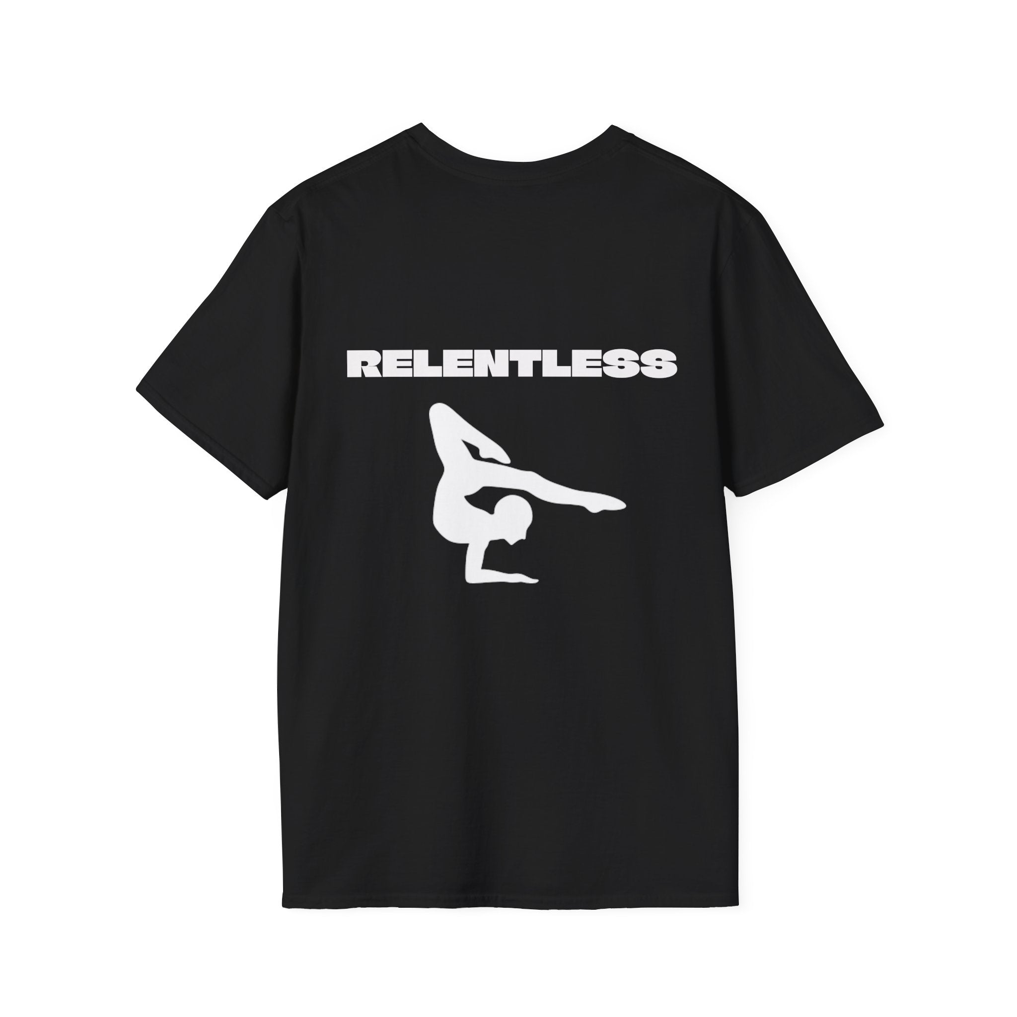 Relentless Gymnastics T-Shirt — Back Silhouette Athletic Tee (Adults)