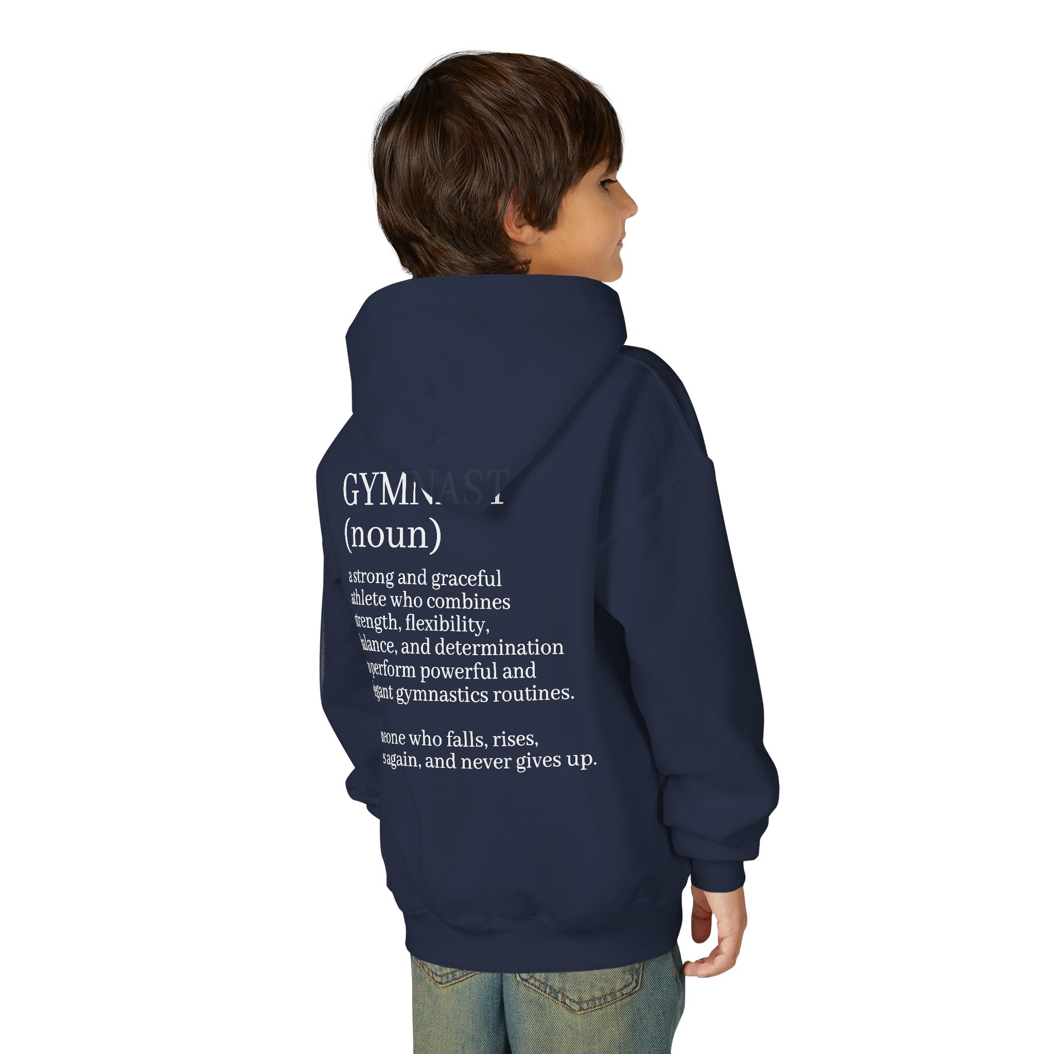 Gymnast Definition Youth Hoodie — Personalized 'NAME' Back-Print Sweatshirt