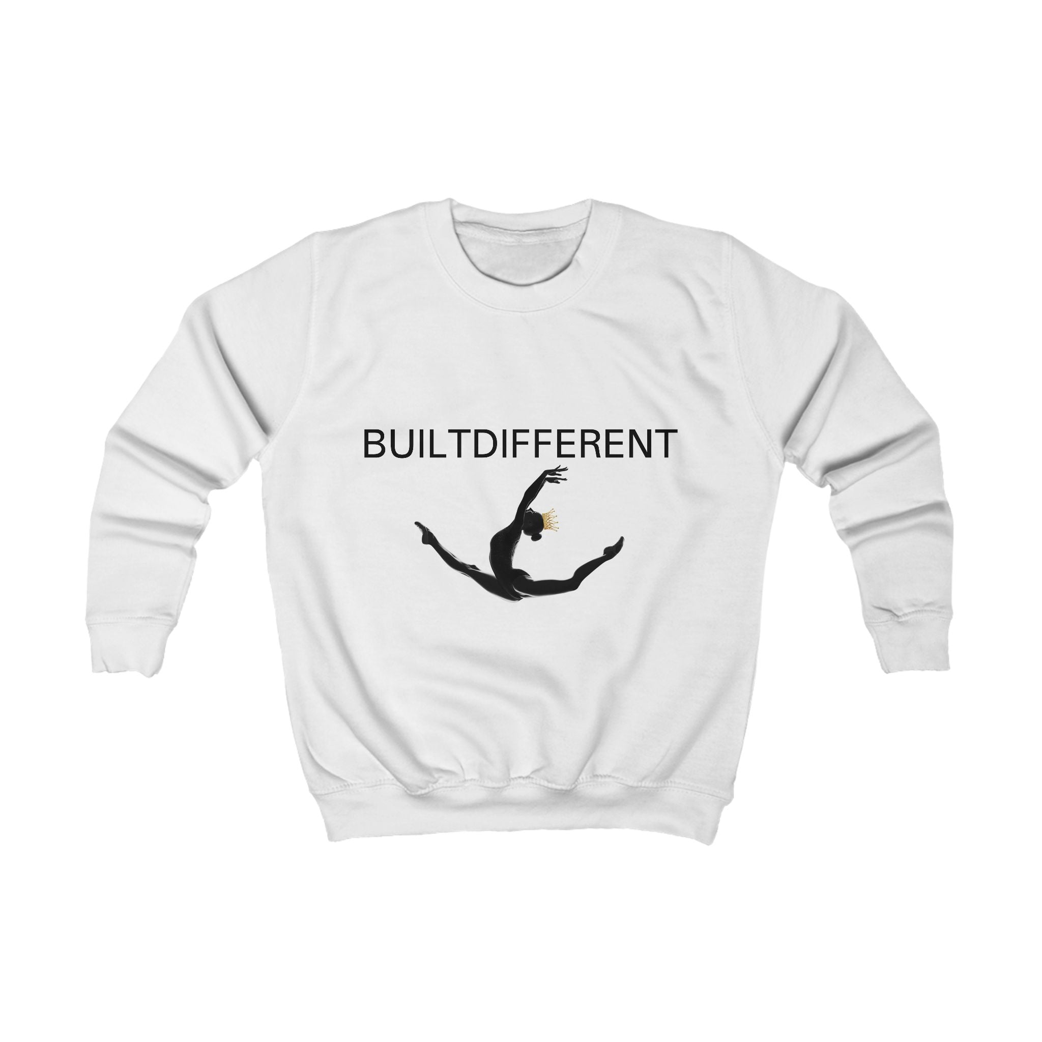 Kids Sweatshirt – “BUILTDifferent” Gymnast Silhouette Crewneck