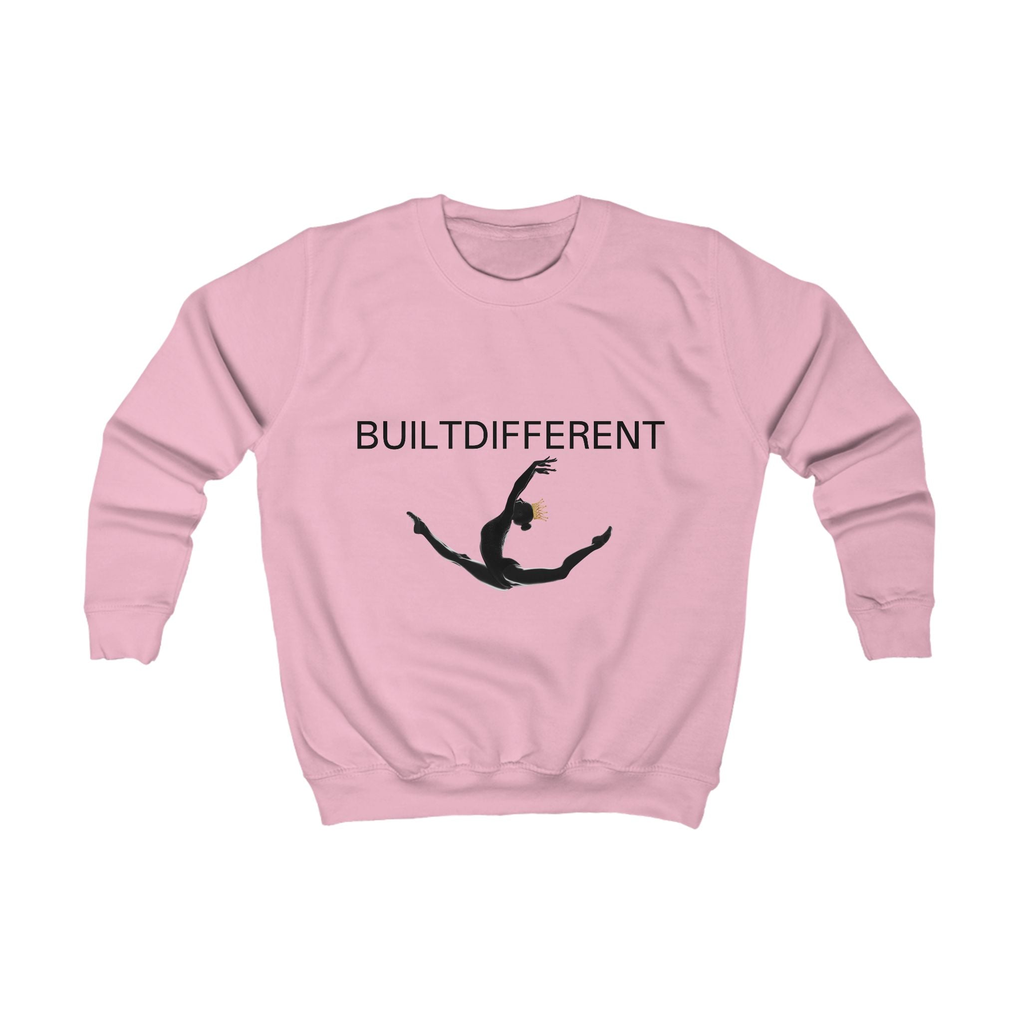 Kids Sweatshirt – “BUILTDifferent” Gymnast Silhouette Crewneck