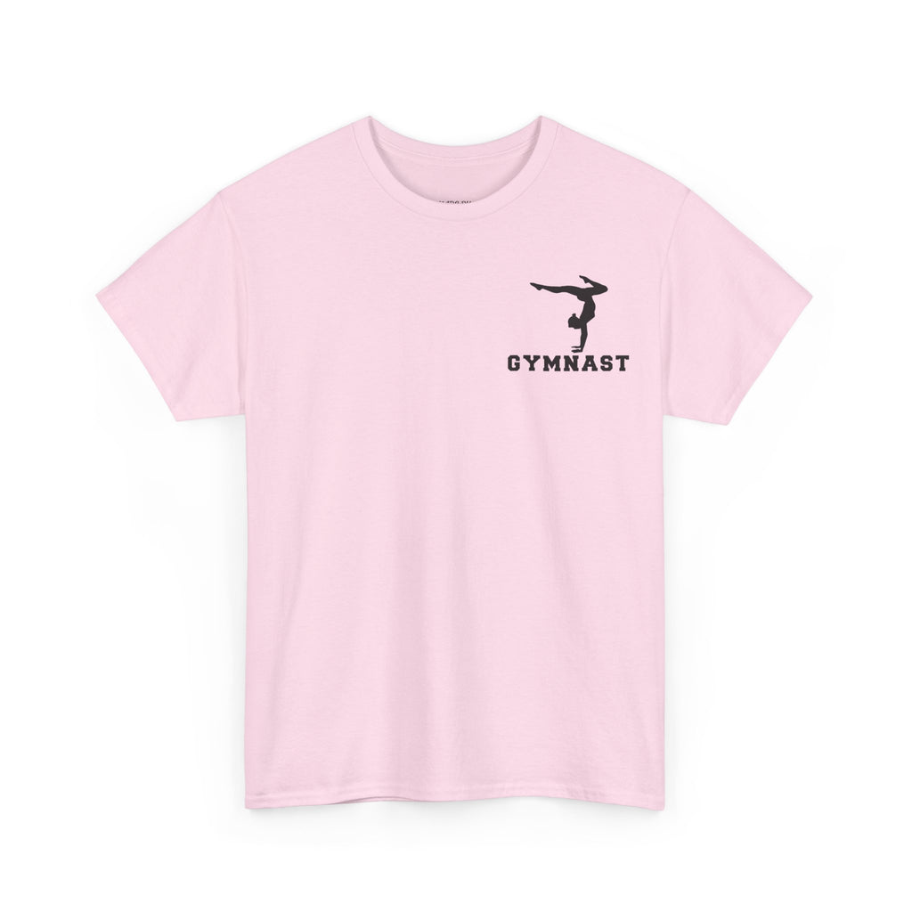 Gymnast Silhouette T-Shirt — "GYMNAST" Chest Logo Athletic Tee (Adults)