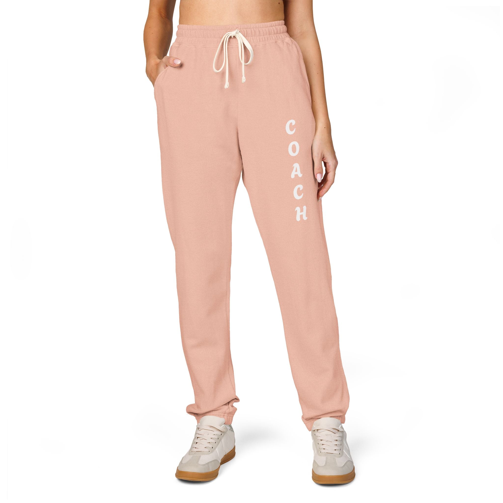 Adults Coach Vertical Logo Sweatpants — Garment-Dyed Fleece Joggers