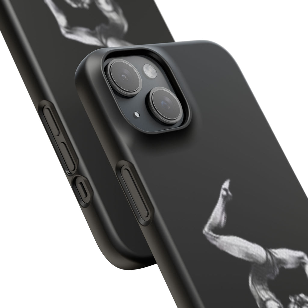 Gymnastics Phone Case — Black Chalk-Style Handstand Design