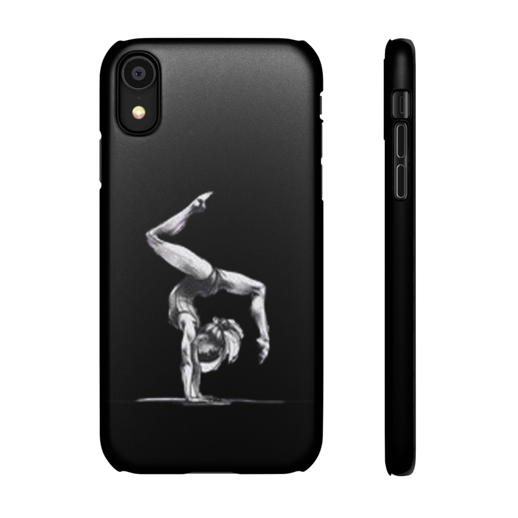 Gymnastics Phone Case — Black Chalk-Style Handstand Design