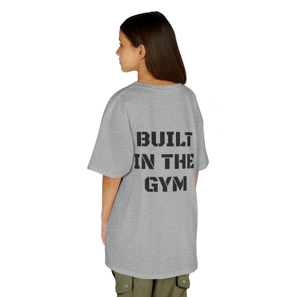 Kids Tee — "Built in the Gym" Motivational Fitness Shirt