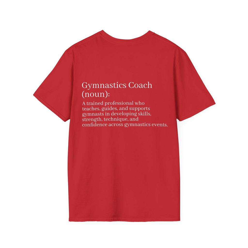 Adults Gymnastics Coach Definition T-Shirt — Back-Print Gift for Coaches