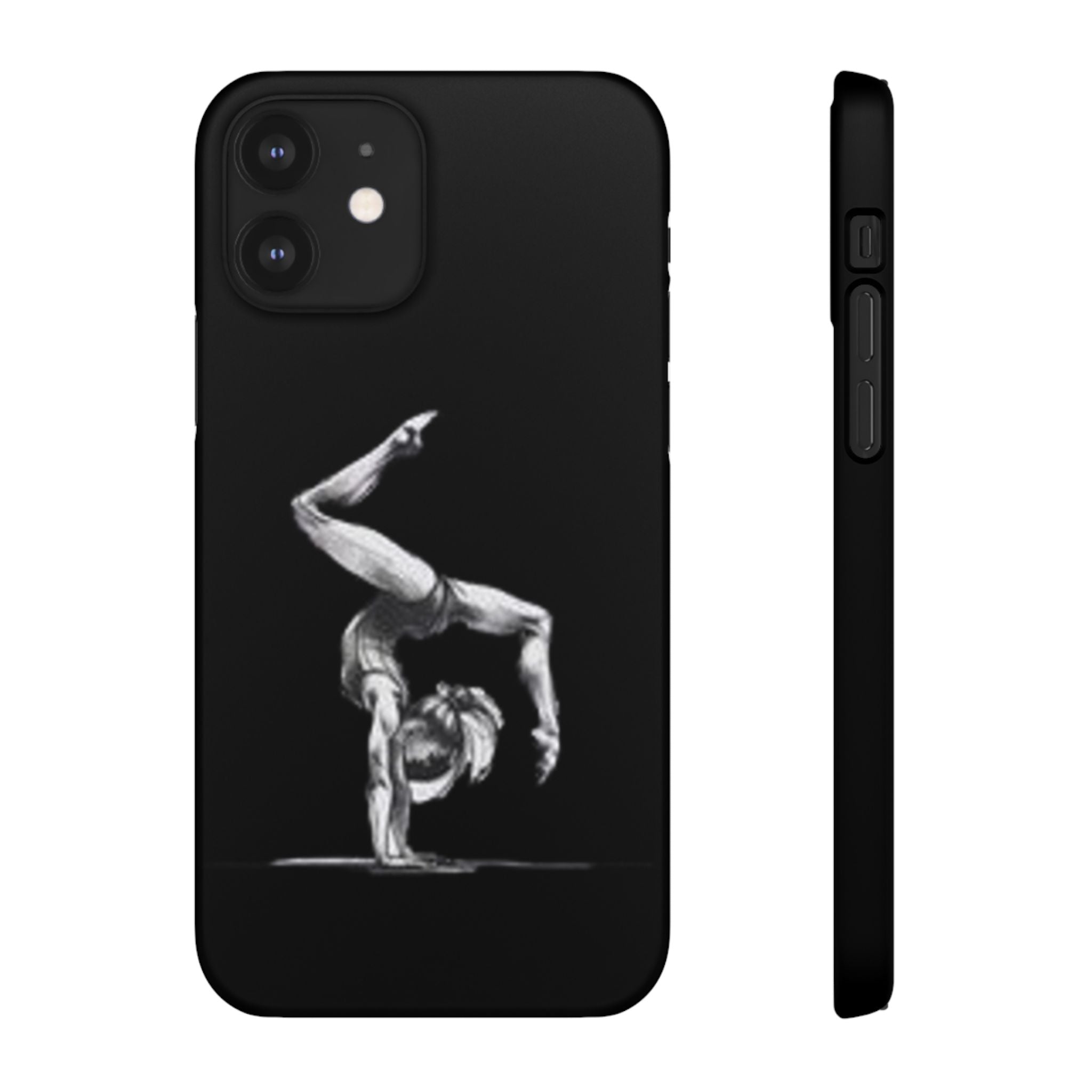 Gymnastics Phone Case — Black Chalk-Style Handstand Design