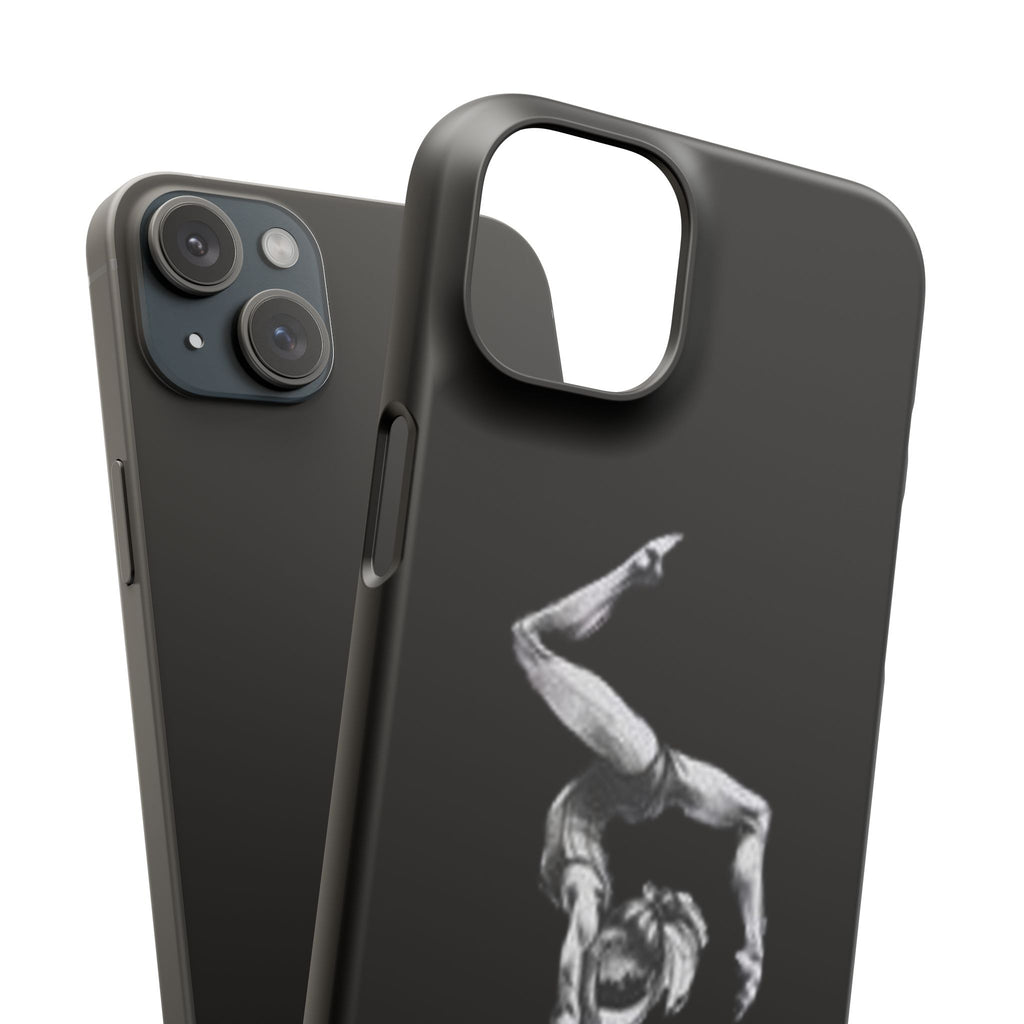 Coach Gymnastics Phone Case — Black Snap Phone Cover with Gymnast Silhouette