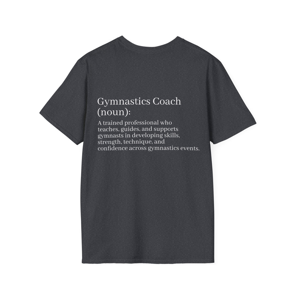 Adults Gymnastics Coach Definition T-Shirt — Back-Print Gift for Coaches