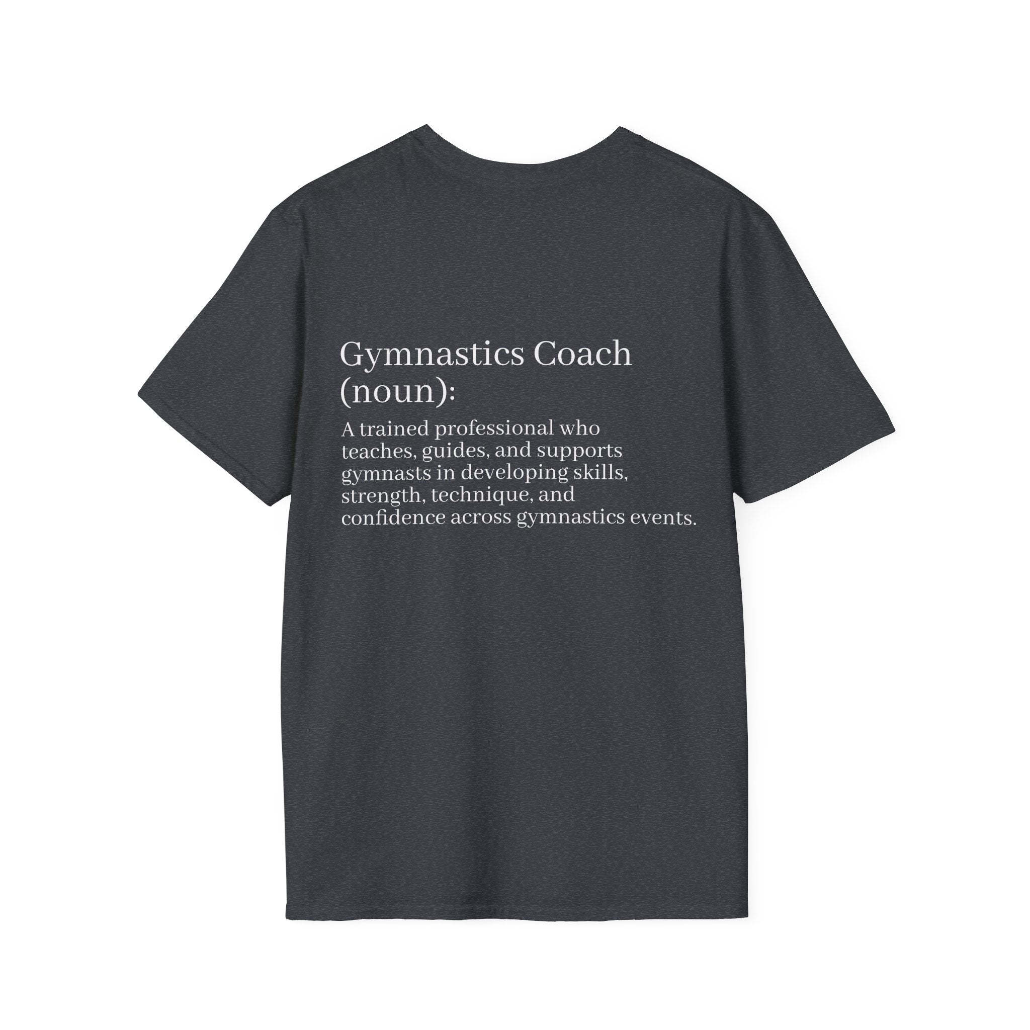 Adults Gymnastics Coach Definition T-Shirt — Back-Print Gift for Coaches
