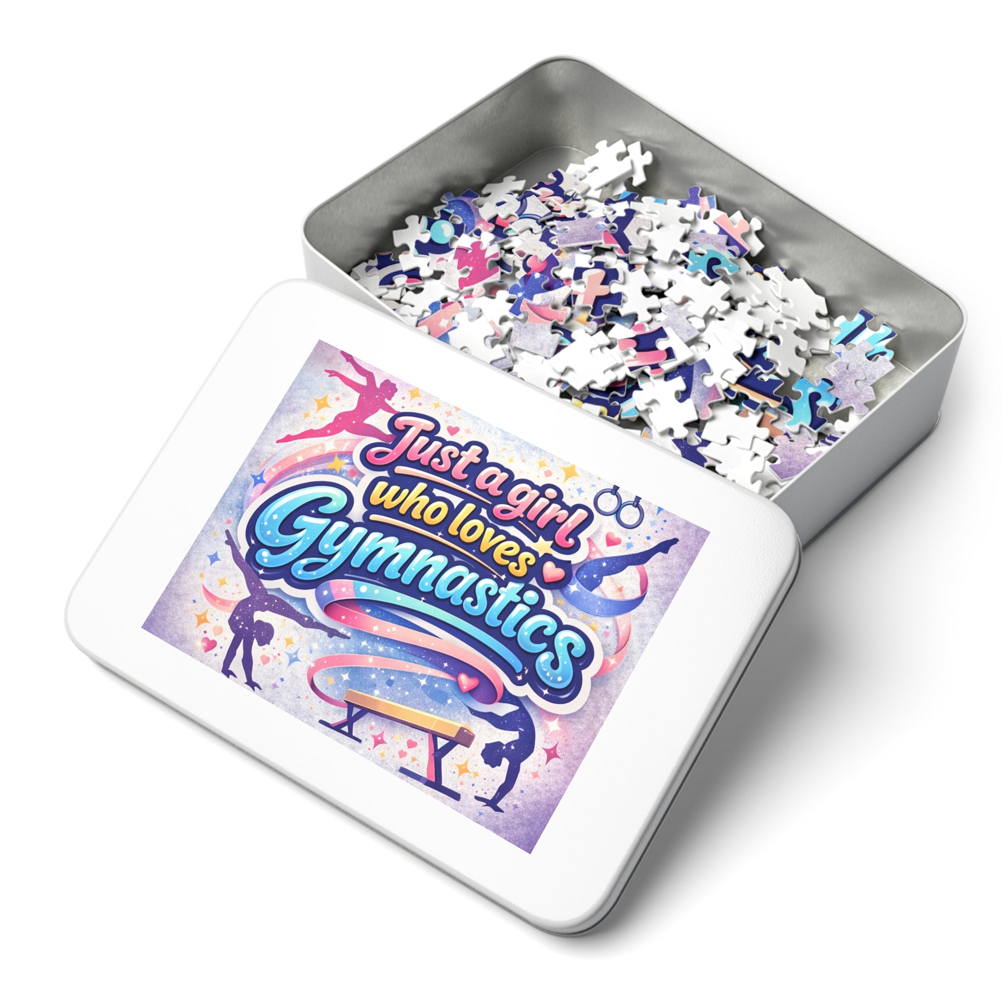 Gymnastics Jigsaw Puzzle — "Just a Girl Who Loves Gymnastics" Puzzle with Tin