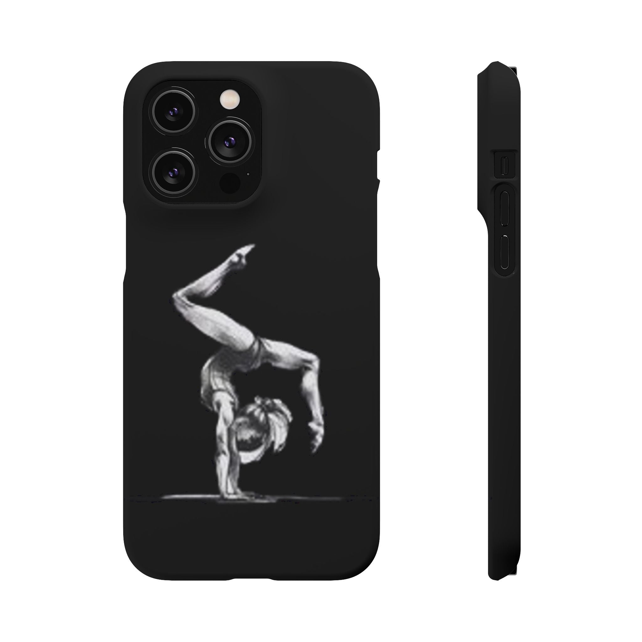 Gymnastics Phone Case — Black Chalk-Style Handstand Design