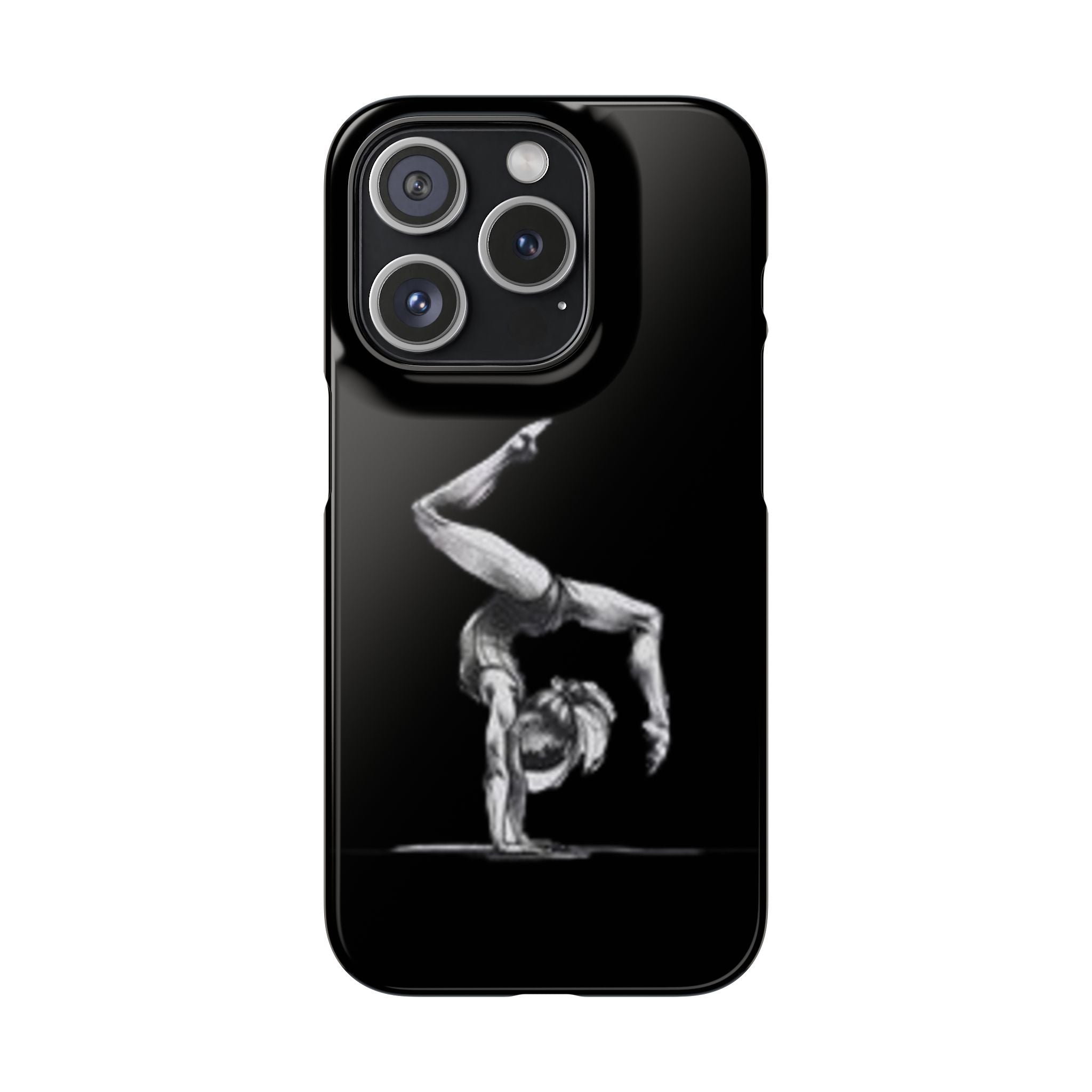Gymnastics Phone Case — Black Chalk-Style Handstand Design