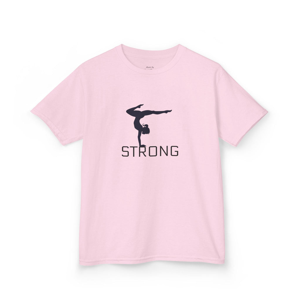 Kids Gymnastics Tee — 'STRONG' Handstand Silhouette Shirt