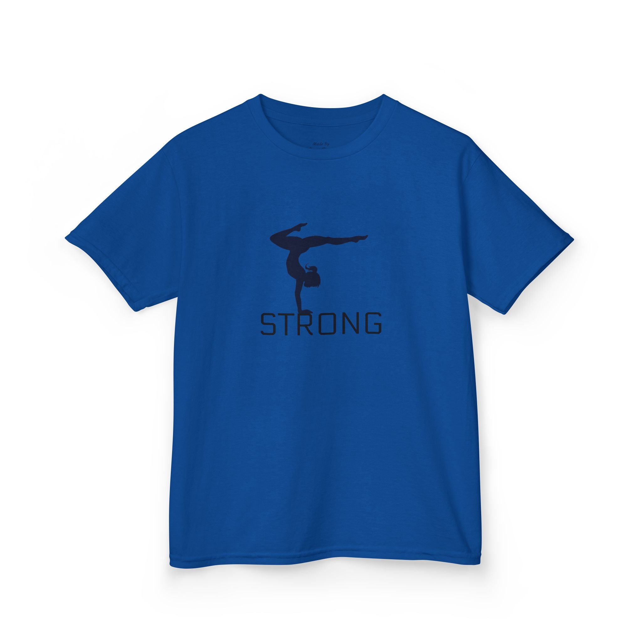Kids Gymnastics Tee — 'STRONG' Handstand Silhouette Shirt