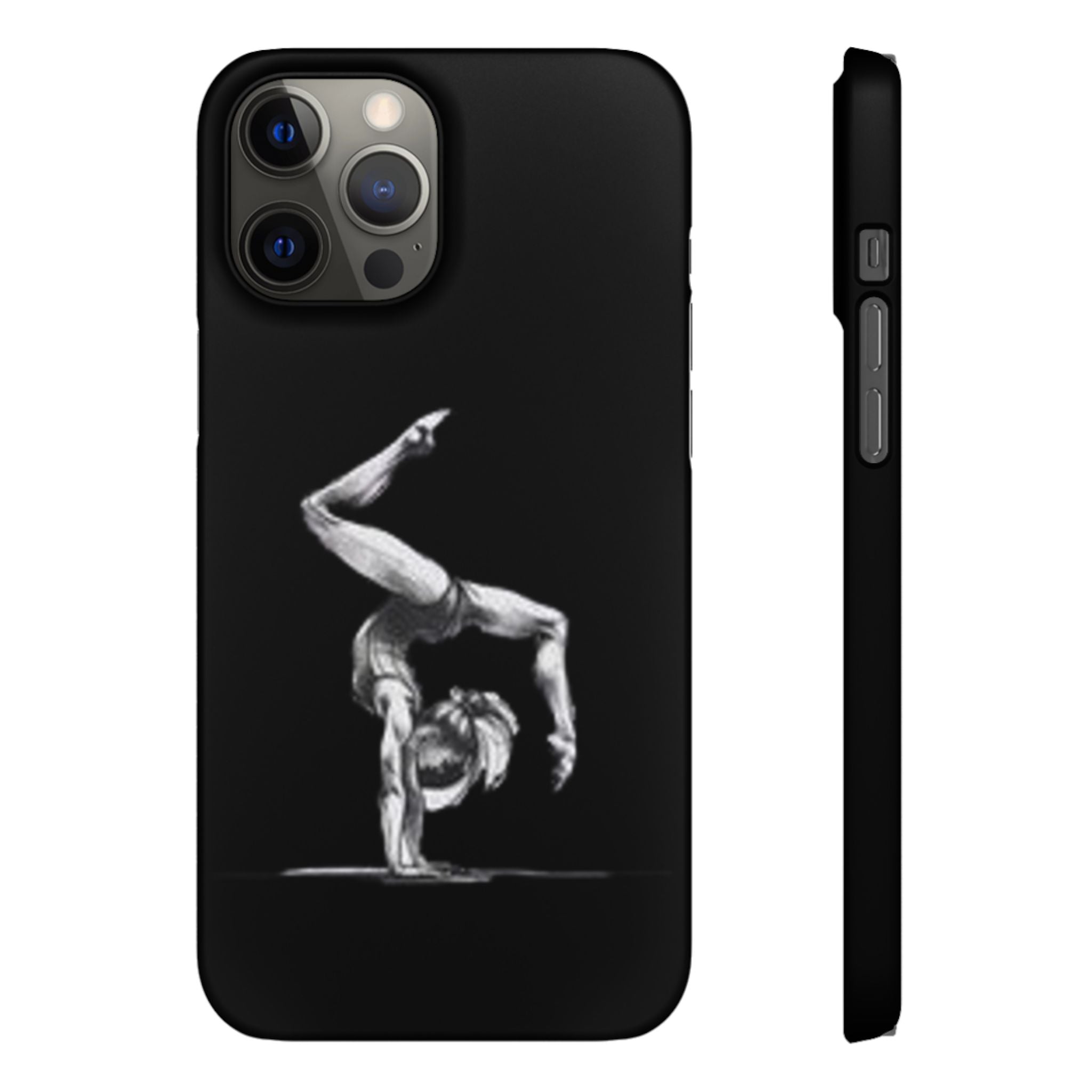 Gymnastics Phone Case — Black Chalk-Style Handstand Design