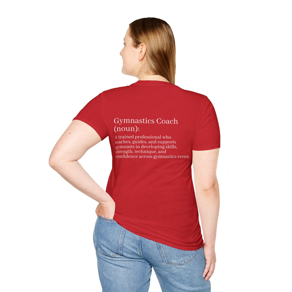 Adults Gymnastics Coach Definition T-Shirt — Back-Print Gift for Coaches