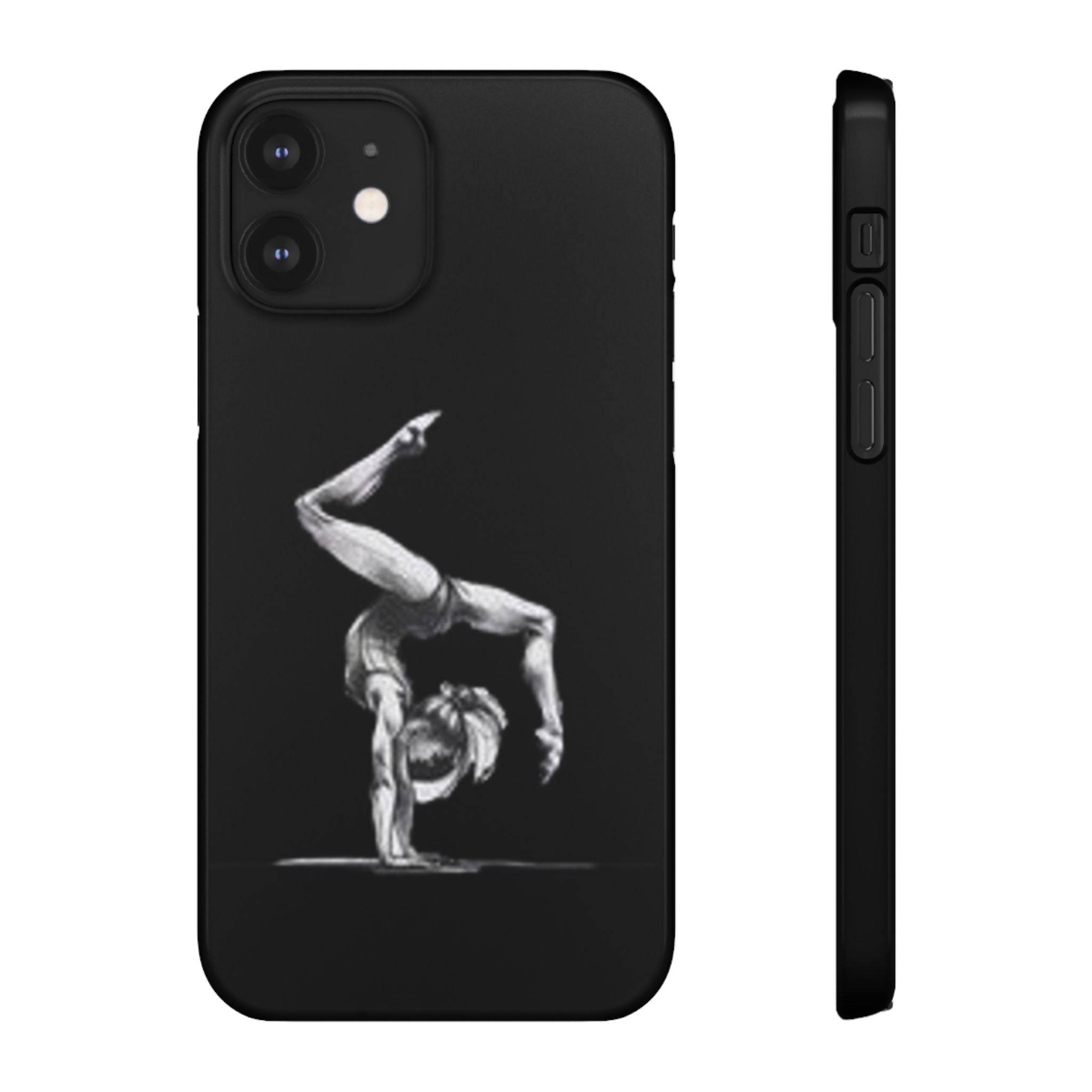 Gymnastics Phone Case — Black Chalk-Style Handstand Design