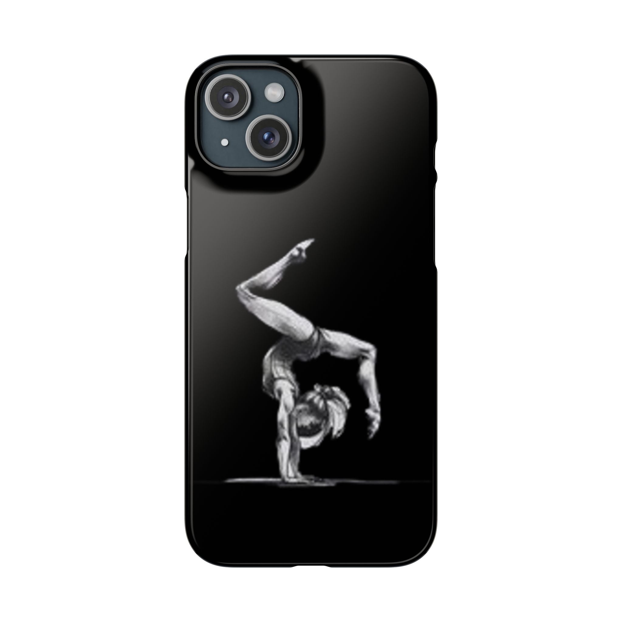 Gymnastics Phone Case — Black Chalk-Style Handstand Design