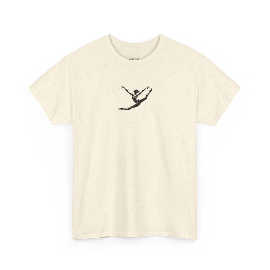 Gymnast Minimalist Tee — Small Graceful Leap Graphic T-Shirt (Adults)