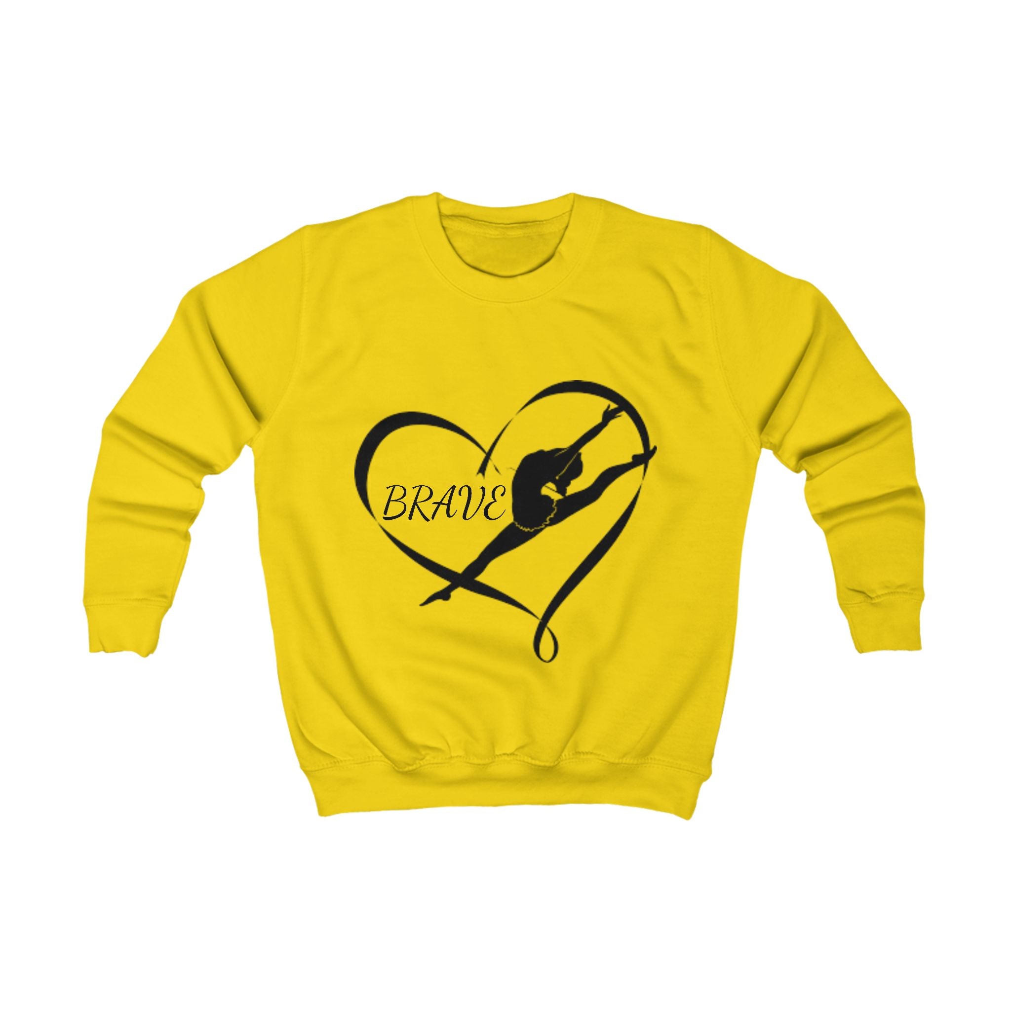 Kids Sweatshirt — Brave Gymnast Heart Silhouette Pullover