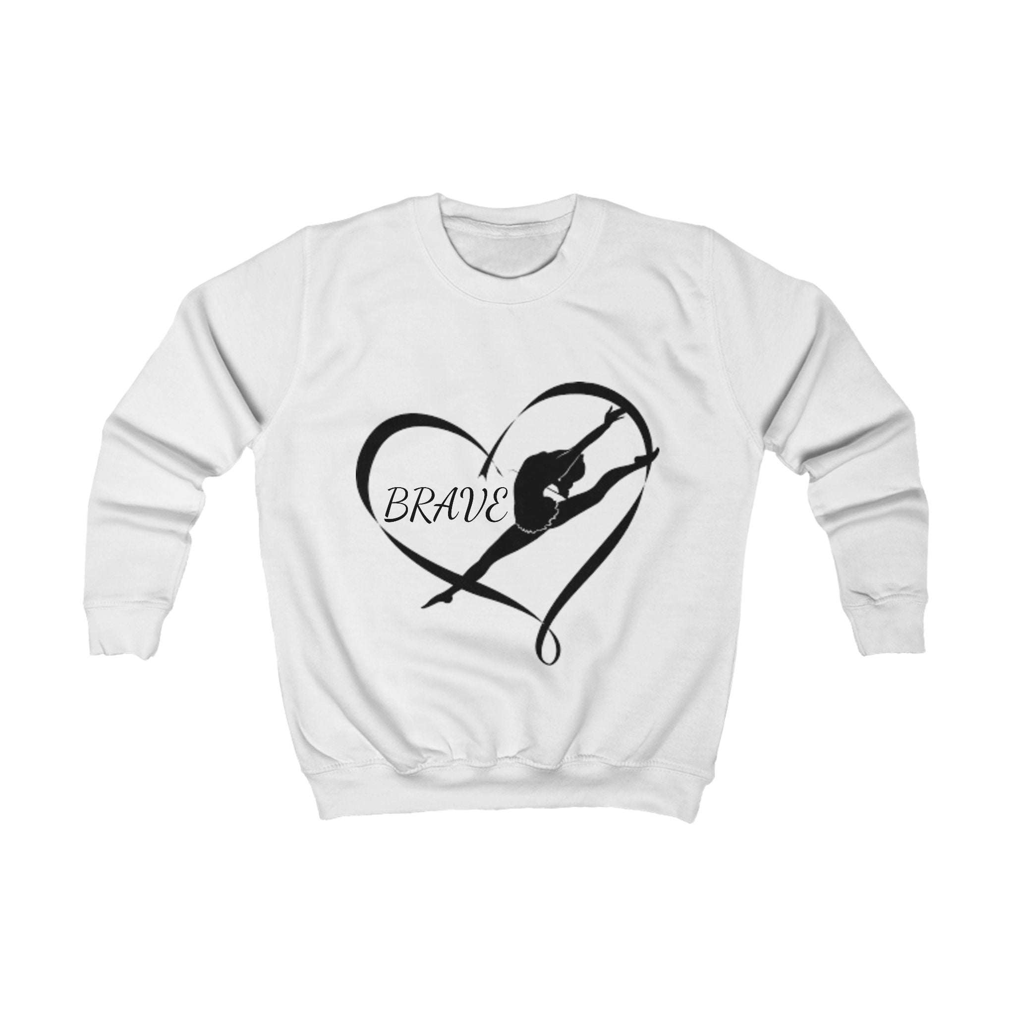 Kids Sweatshirt — Brave Gymnast Heart Silhouette Pullover