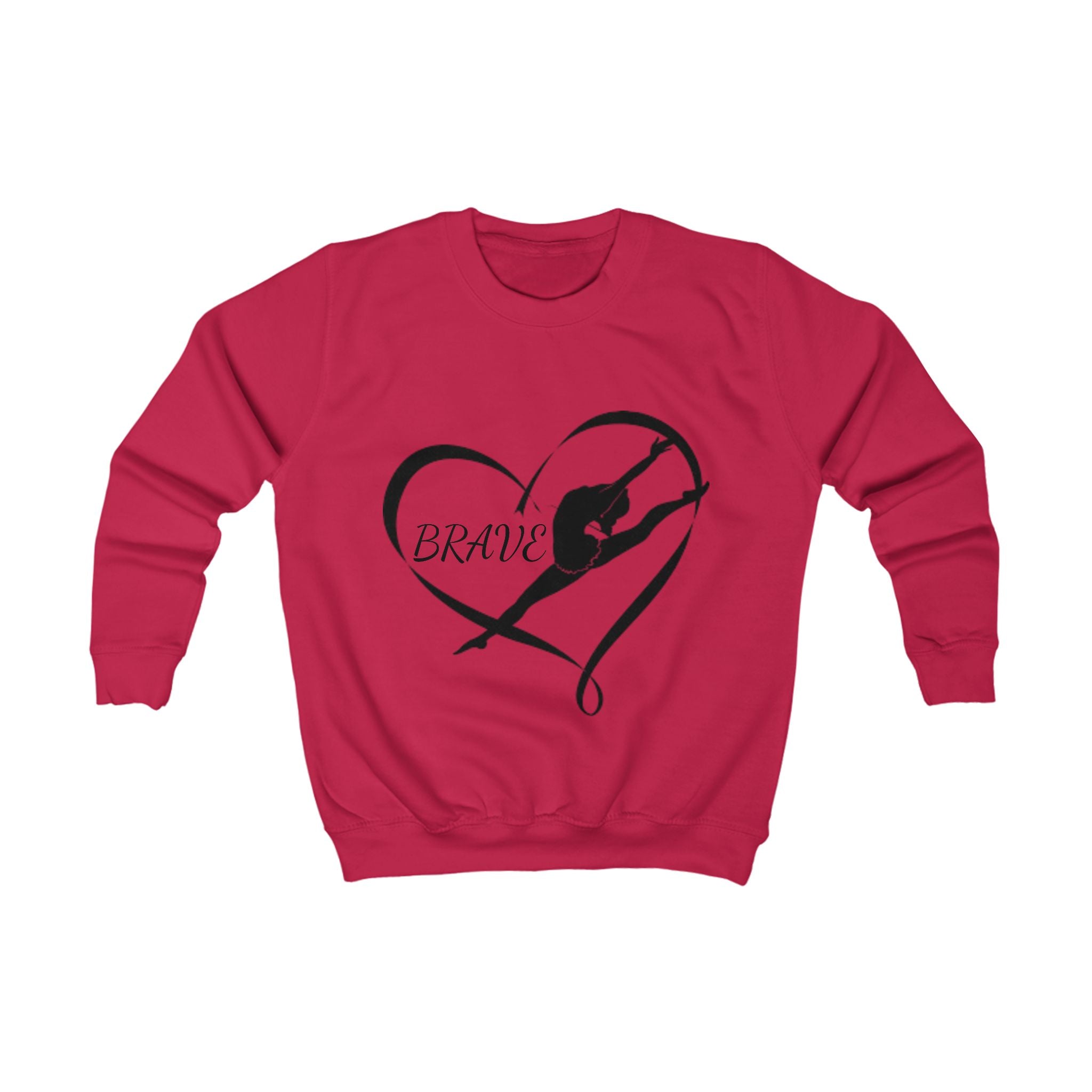 Kids Sweatshirt — Brave Gymnast Heart Silhouette Pullover