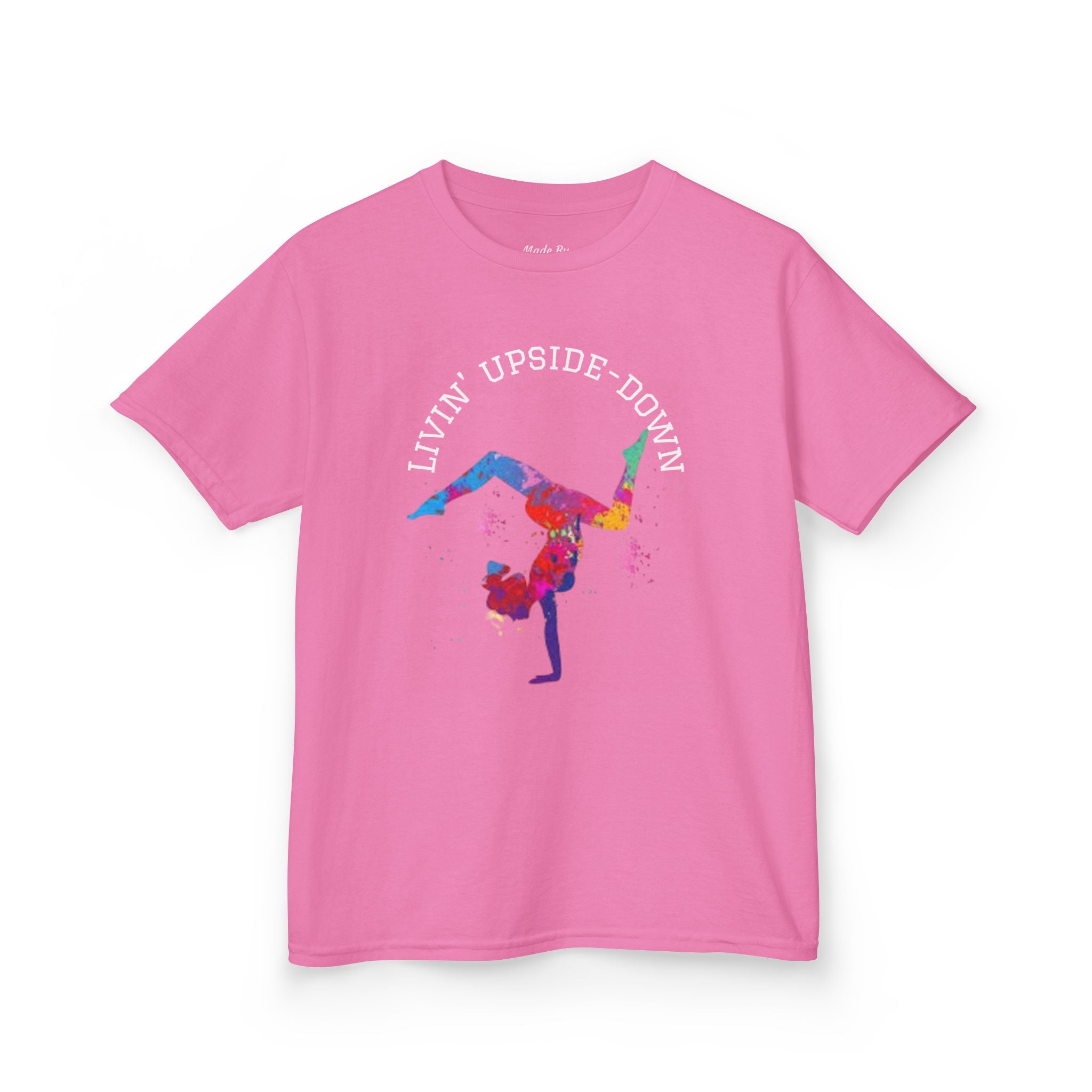 Colorful Gymnastics Kids Tee - 'Livin' Upside Down' (Kids)