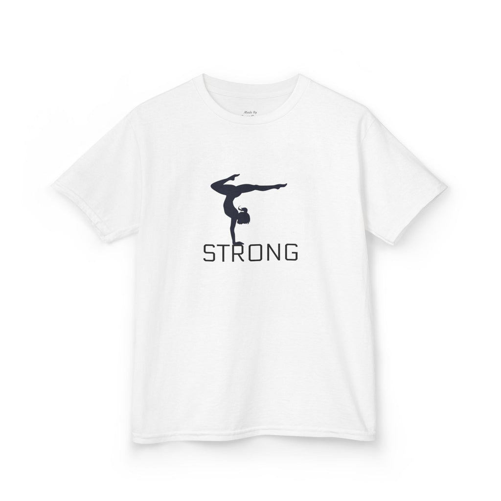 Kids Gymnastics Tee — 'STRONG' Handstand Silhouette Shirt
