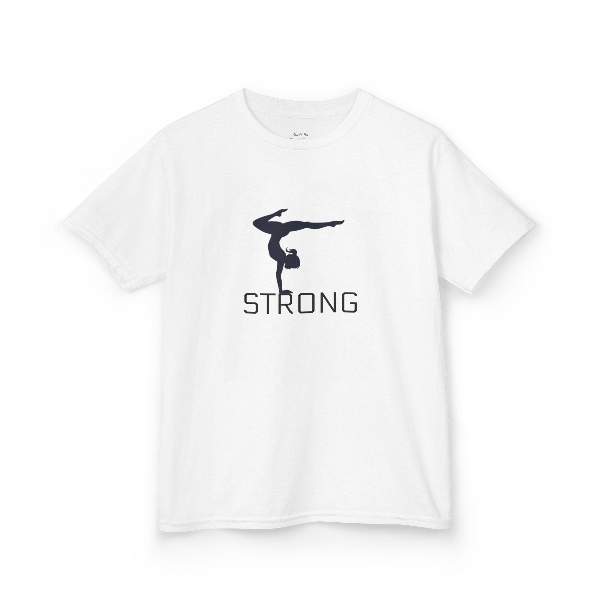 Kids Gymnastics Tee — 'STRONG' Handstand Silhouette Shirt