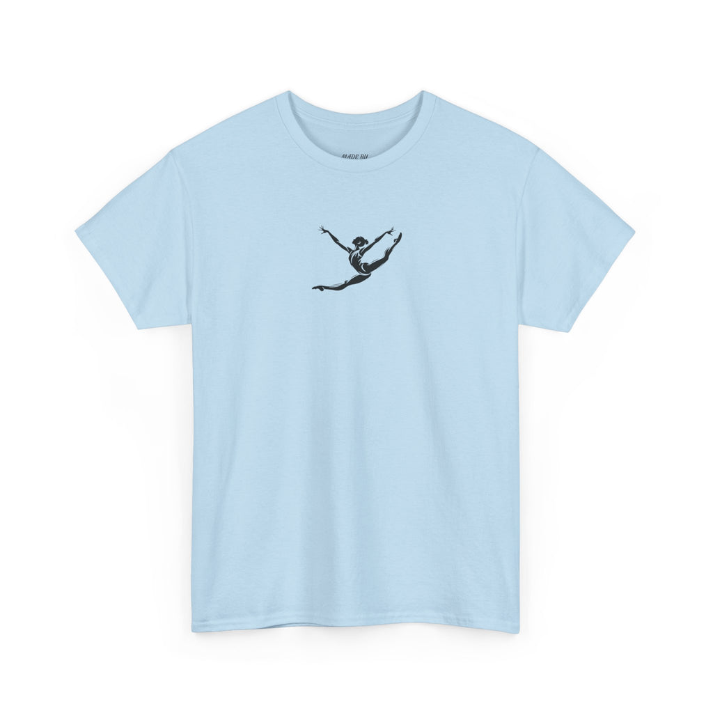 Gymnast Minimalist Tee — Small Graceful Leap Graphic T-Shirt (Adults)