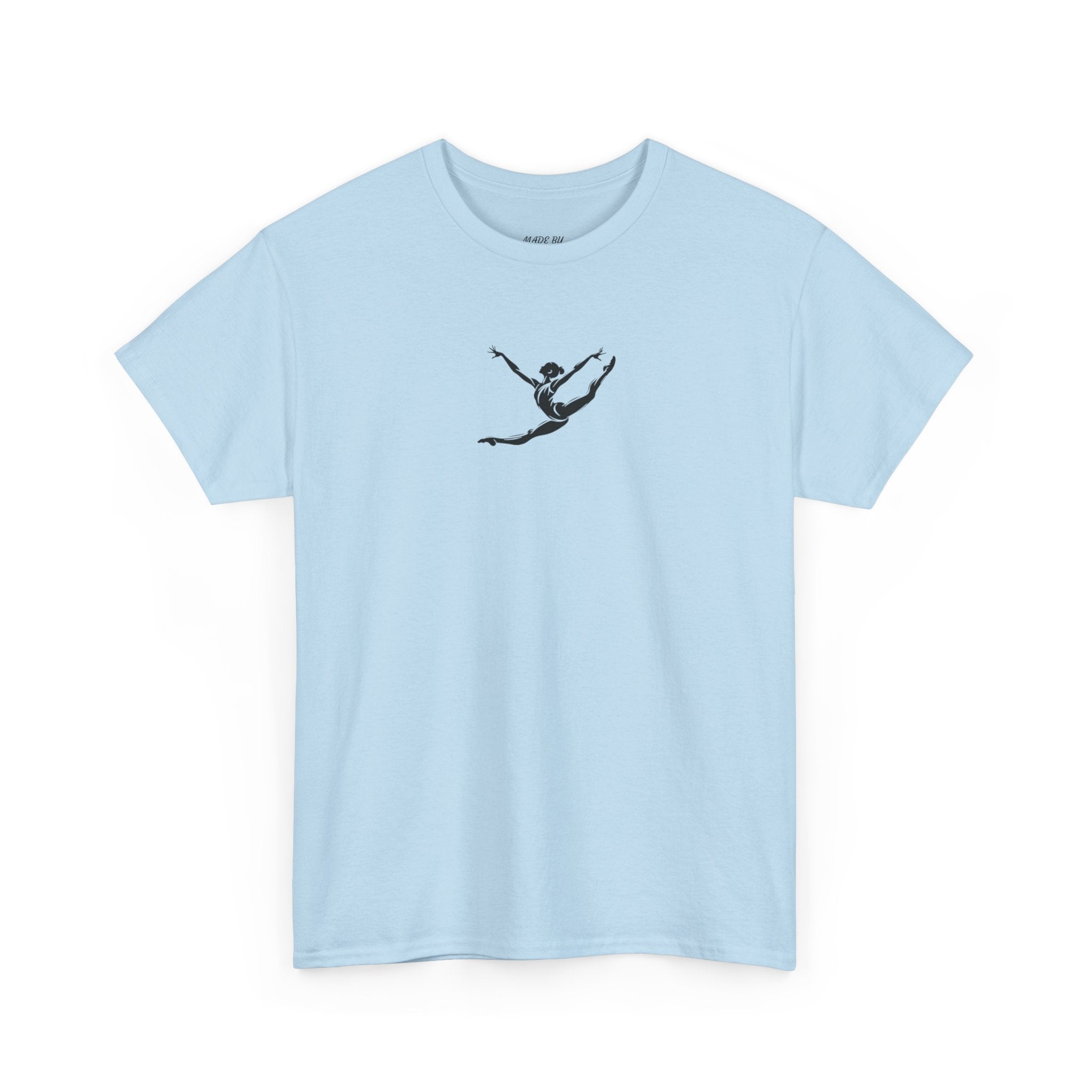 Gymnast Minimalist Tee — Small Graceful Leap Graphic T-Shirt (Adults)