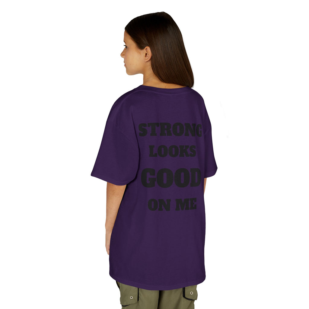 Kids Tee — "Strong Looks Good On Me" Inspirational Graphic Tee