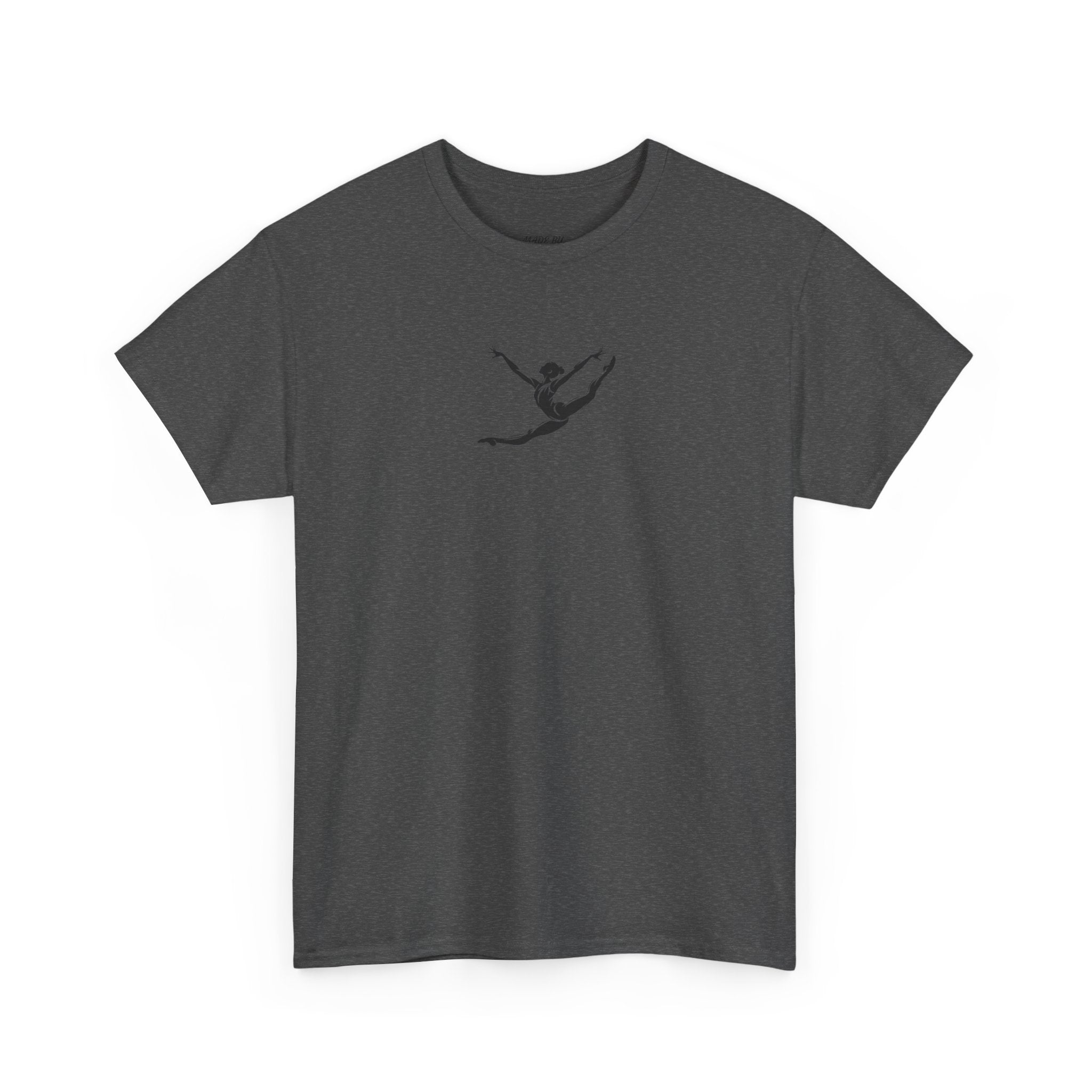 Gymnast Minimalist Tee — Small Graceful Leap Graphic T-Shirt (Adults)