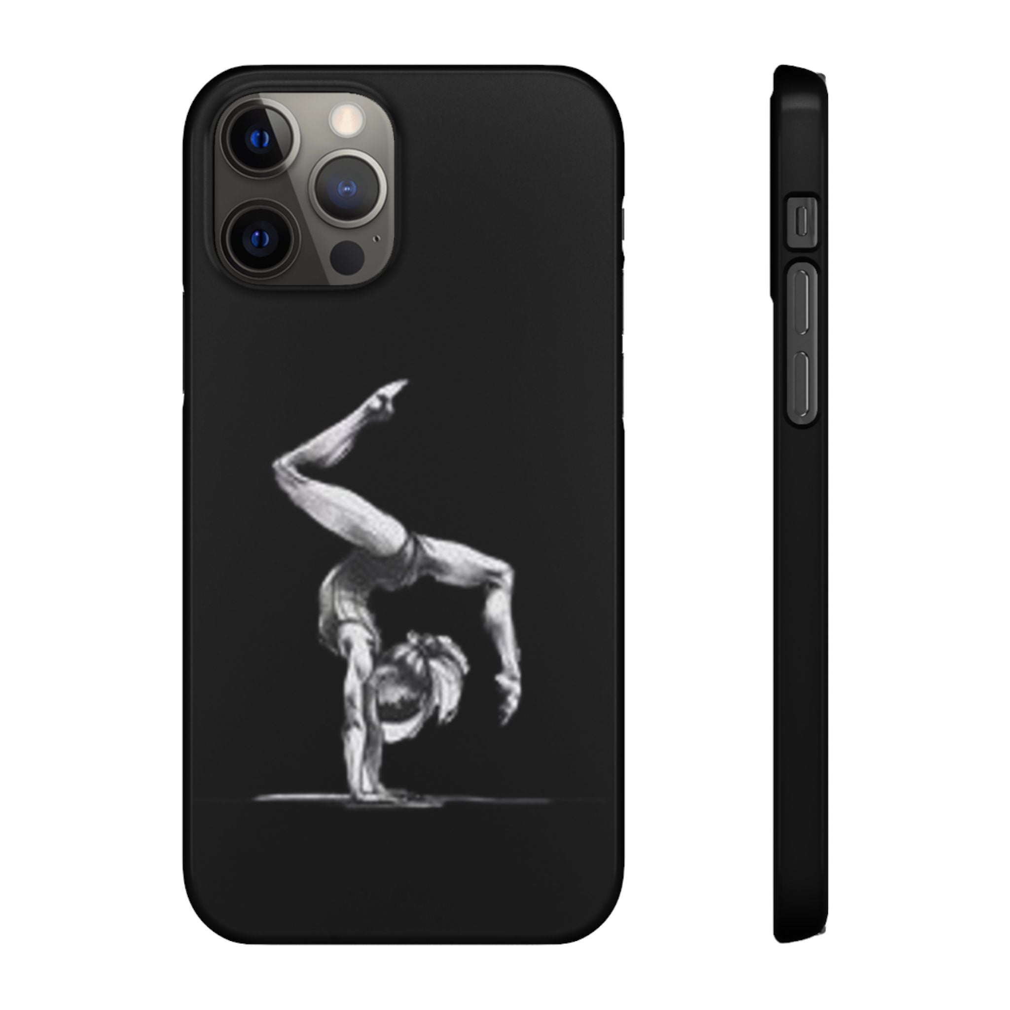 Gymnastics Phone Case — Black Chalk-Style Handstand Design