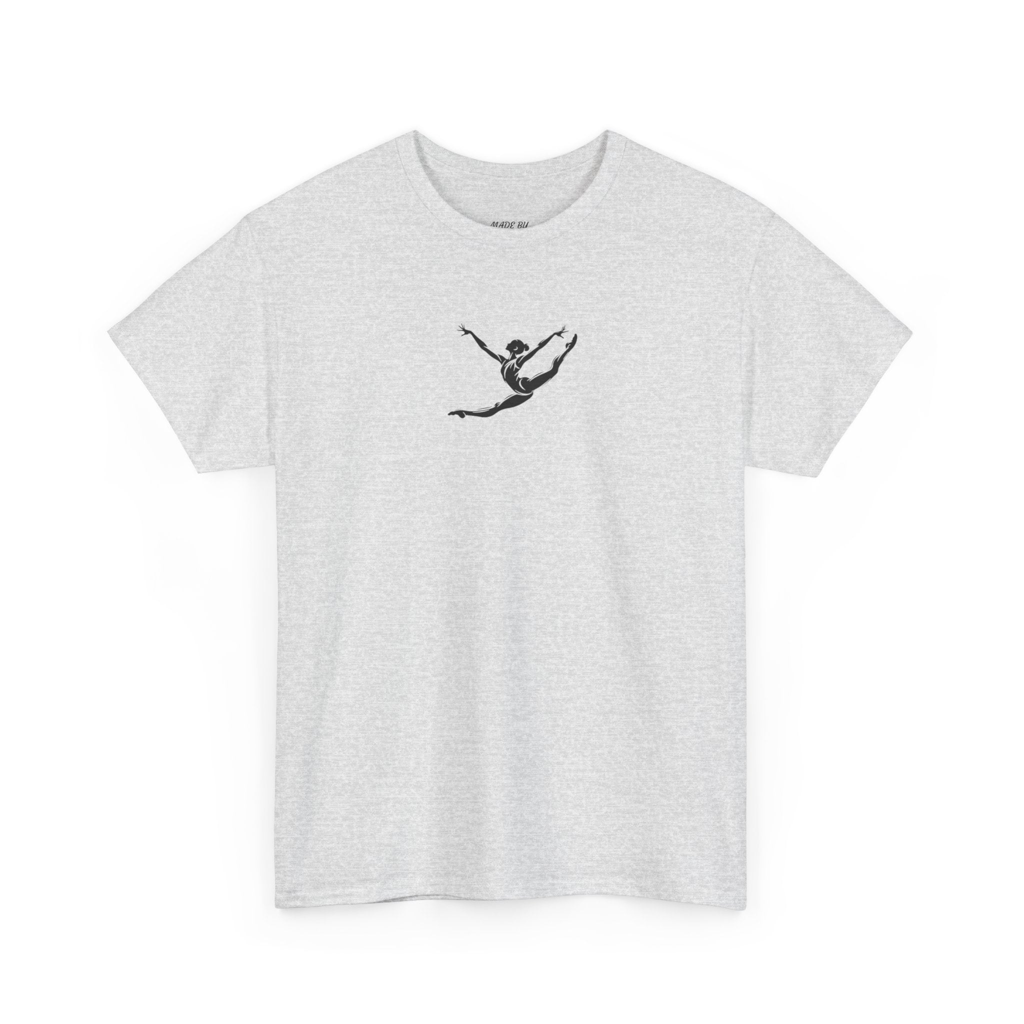 Gymnast Minimalist Tee — Small Graceful Leap Graphic T-Shirt (Adults)