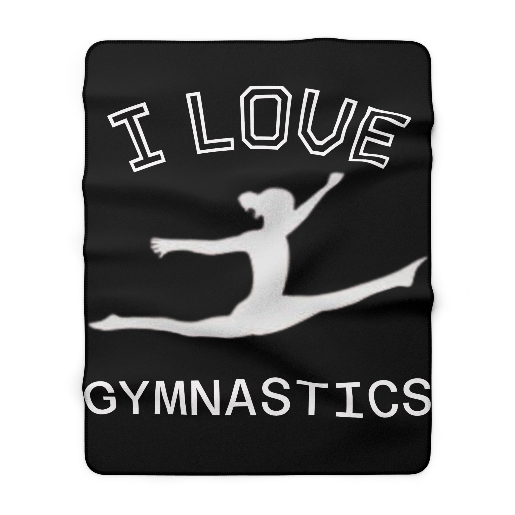 I Love Gymnastics Sherpa Blanket - Cozy Black Gymnast Throw