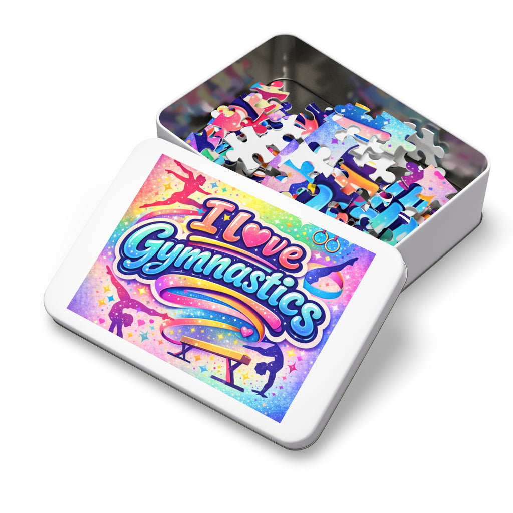 I Love Gymnastics Jigsaw Puzzle with Tin – Colorful Kids Gift