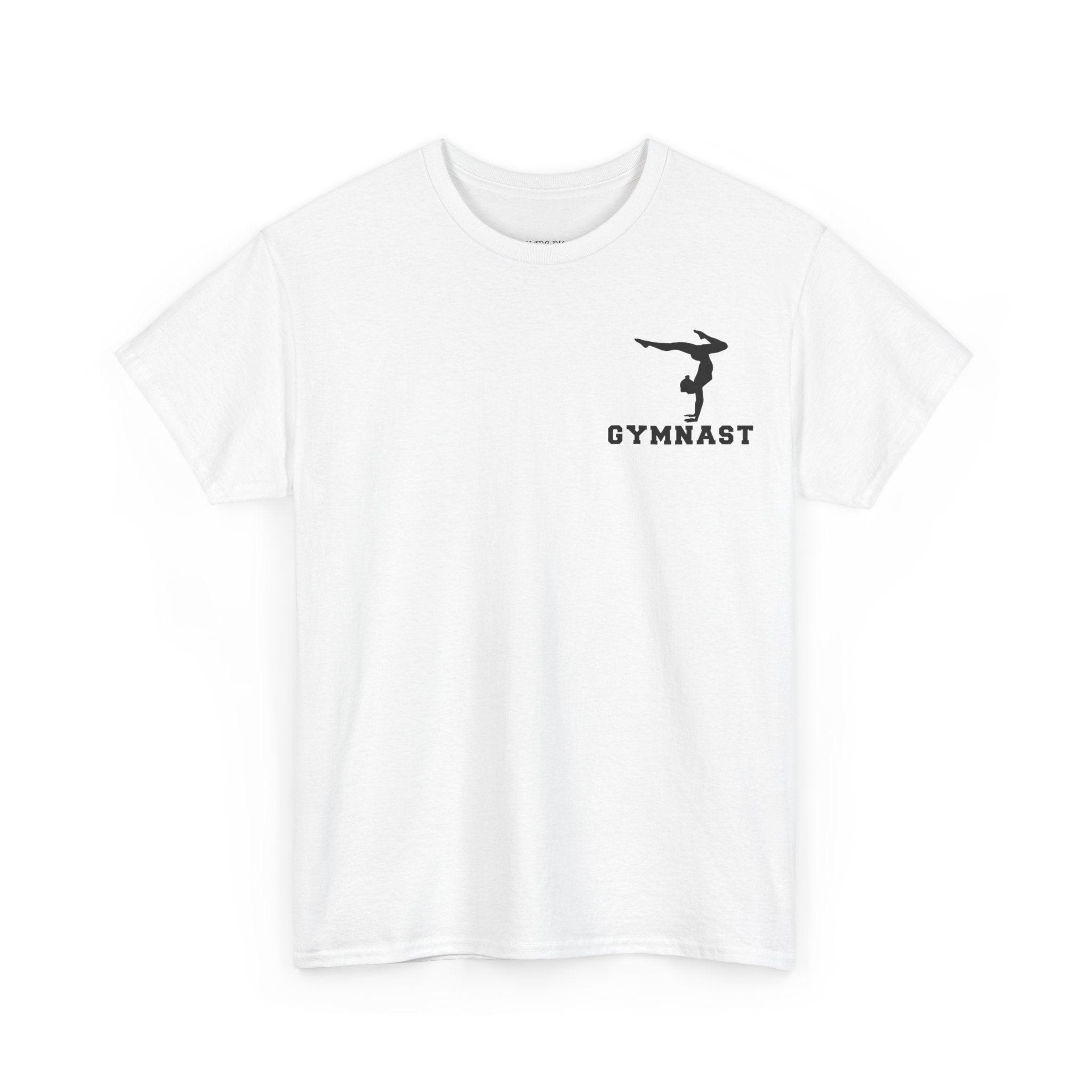 Gymnast Silhouette T-Shirt — "GYMNAST" Chest Logo Athletic Tee (Adults)