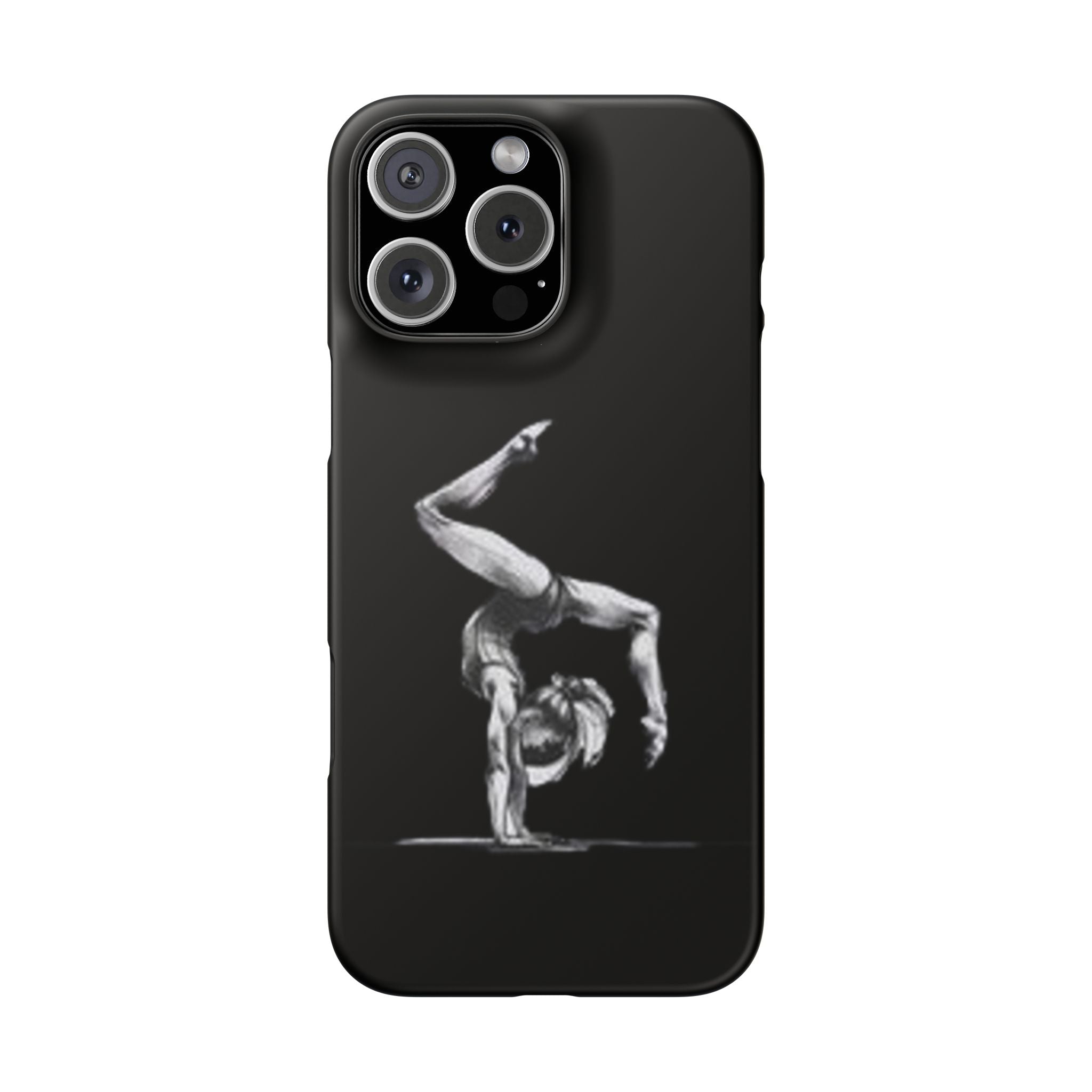 Gymnastics Phone Case — Black Chalk-Style Handstand Design