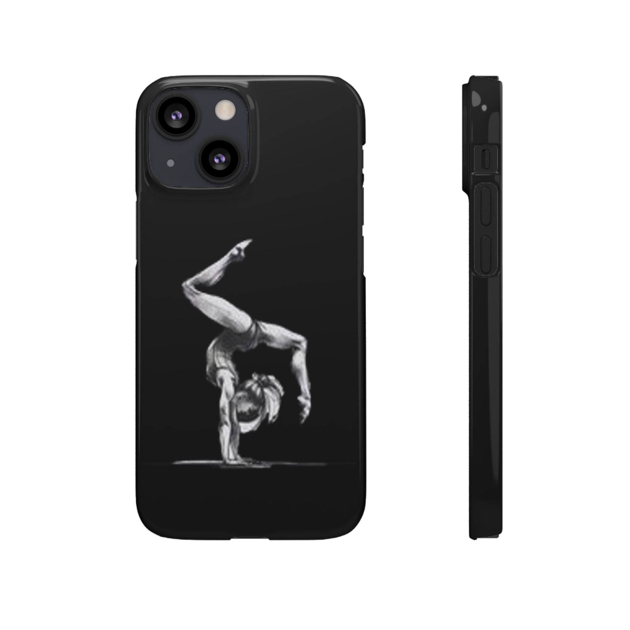 Gymnastics Phone Case — Black Chalk-Style Handstand Design