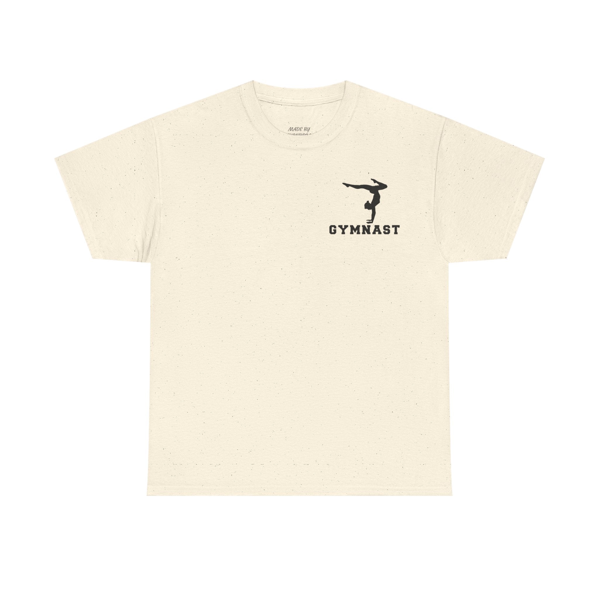 Gymnast Silhouette T-Shirt — "GYMNAST" Chest Logo Athletic Tee (Adults)