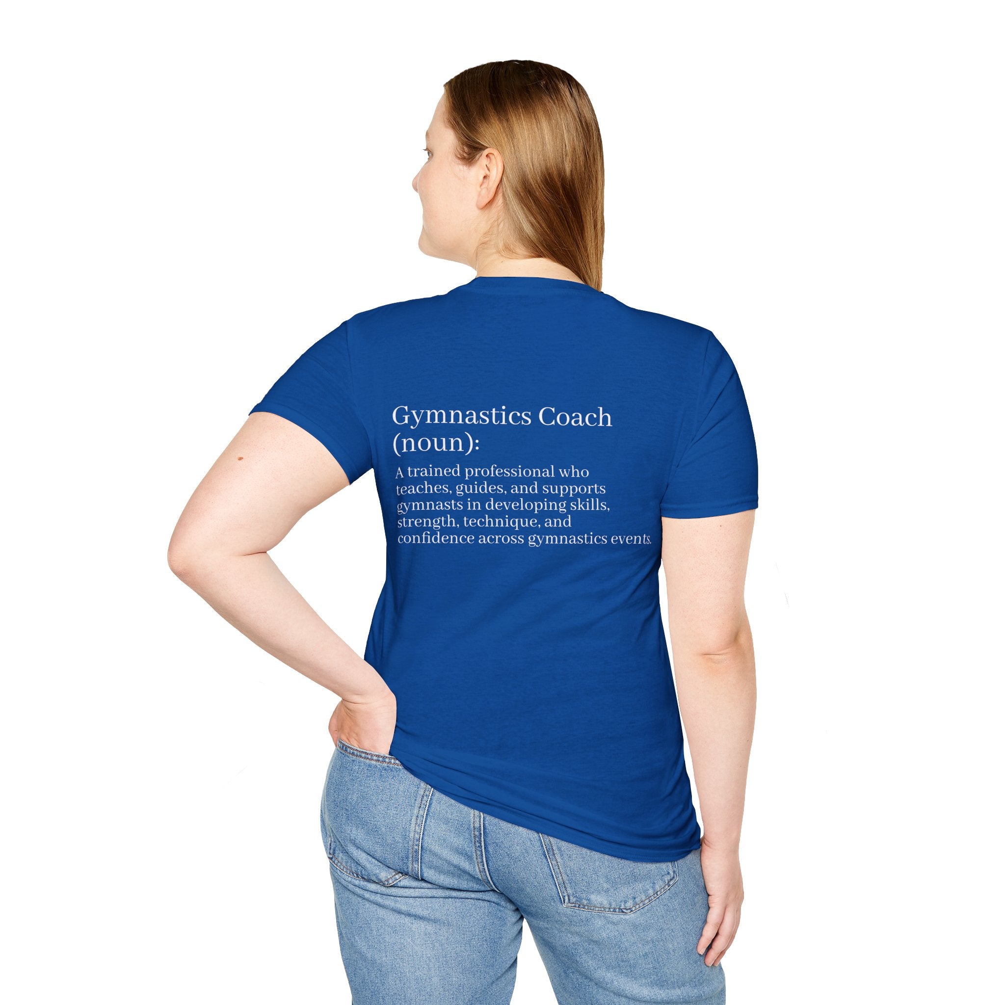 Adults Gymnastics Coach Definition T-Shirt — Back-Print Gift for Coaches