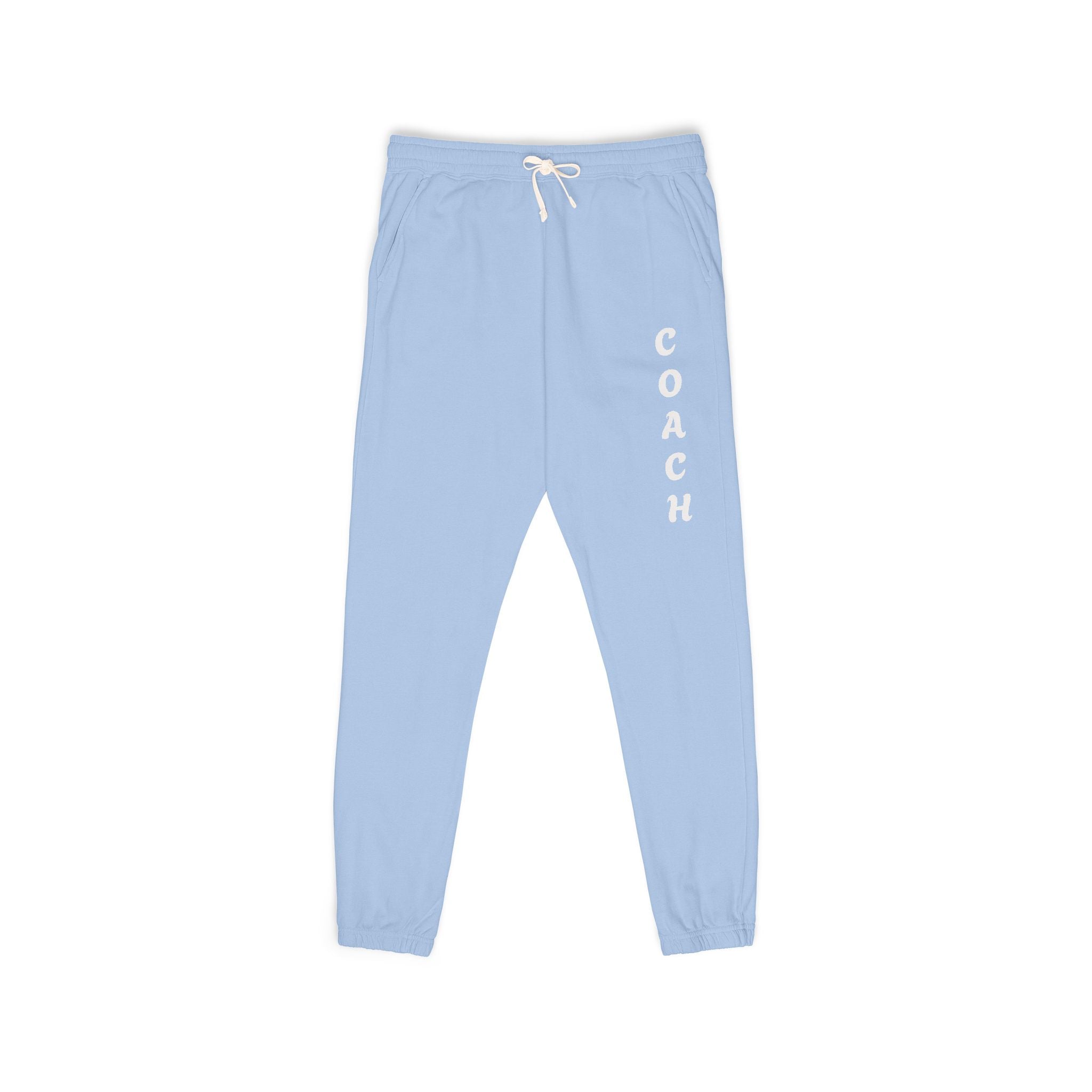 Adults Coach Vertical Logo Sweatpants — Garment-Dyed Fleece Joggers