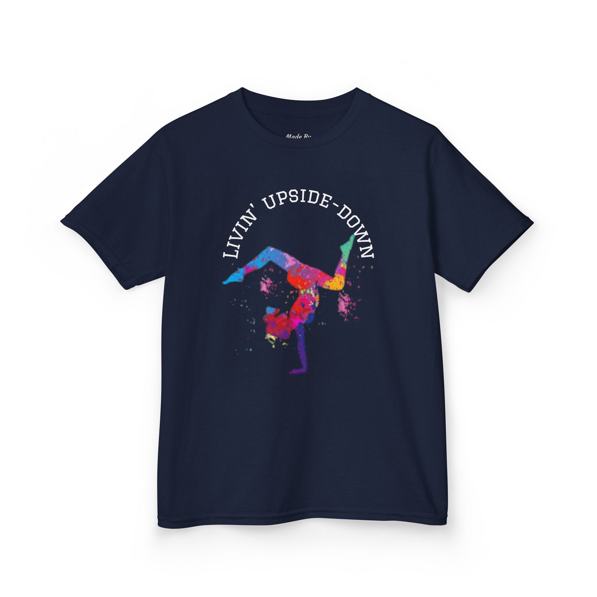 Colorful Gymnastics Kids Tee - 'Livin' Upside Down' (Kids)