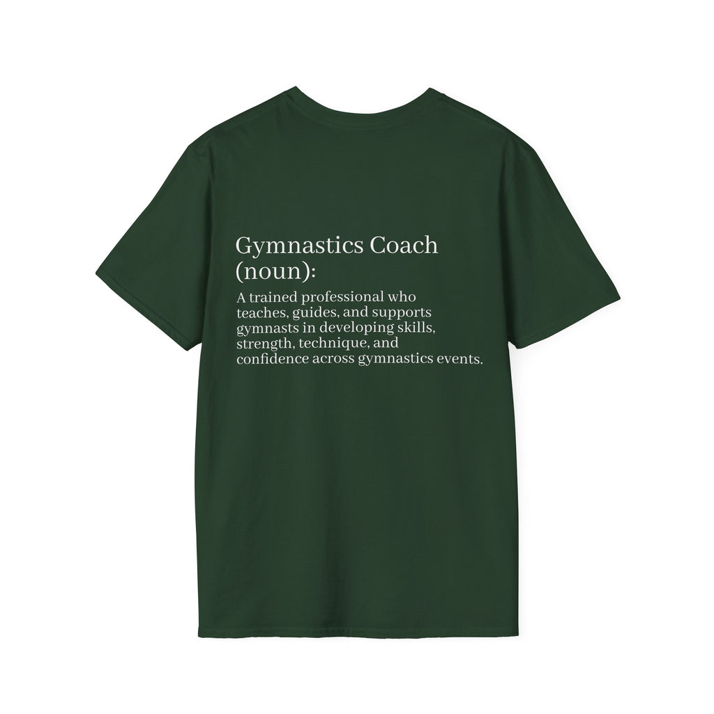 Adults Gymnastics Coach Definition T-Shirt — Back-Print Gift for Coaches