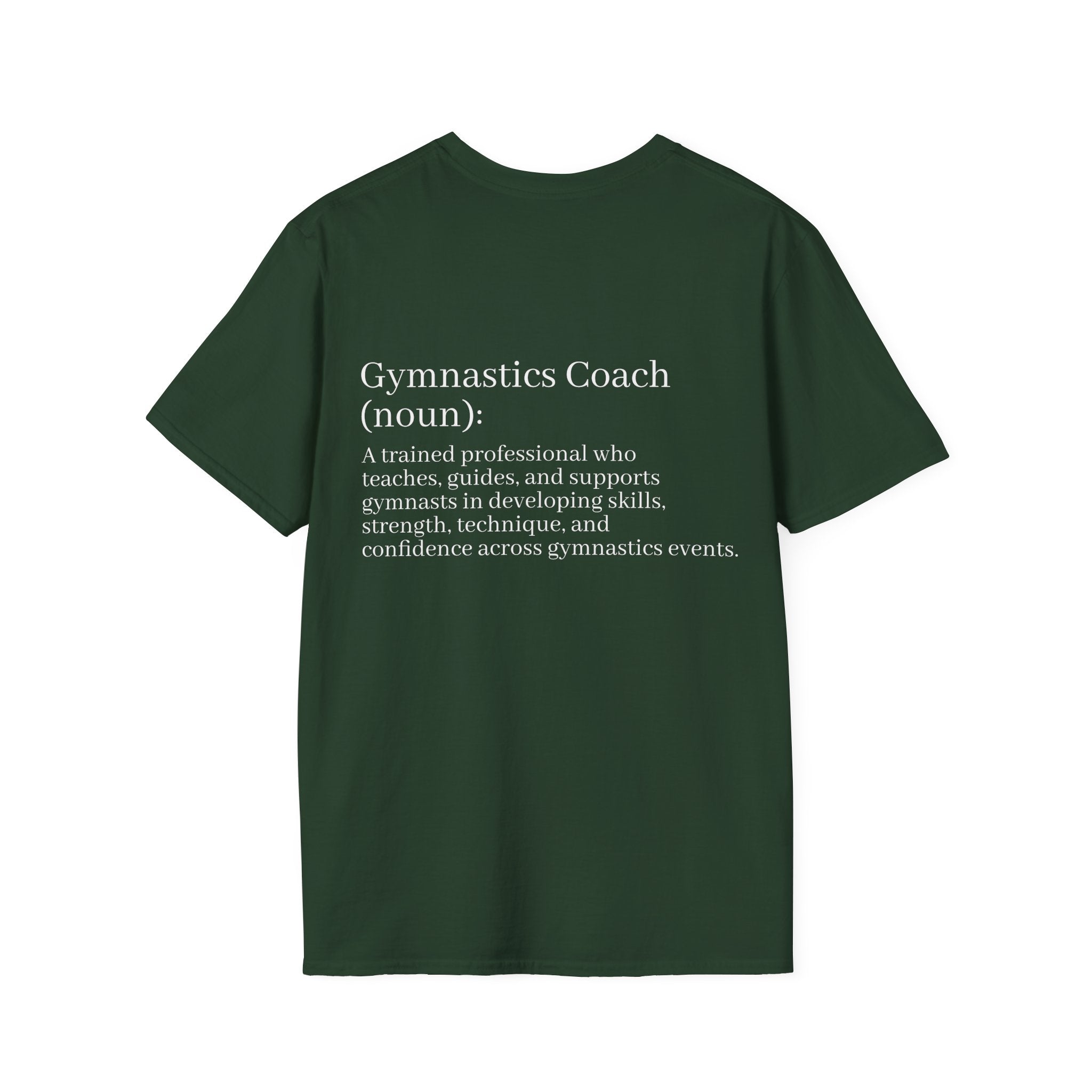 Adults Gymnastics Coach Definition T-Shirt — Back-Print Gift for Coaches