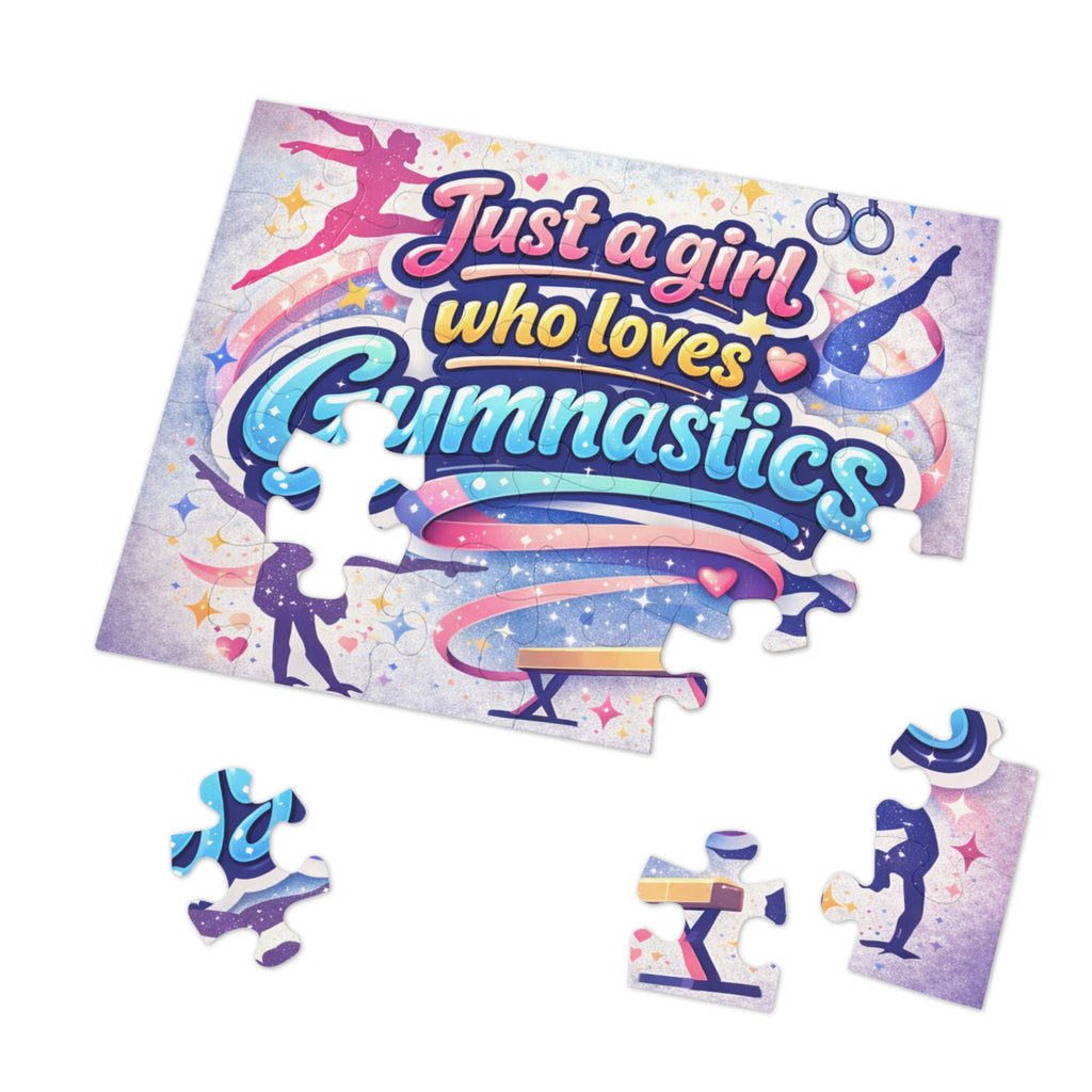 Gymnastics Jigsaw Puzzle — "Just a Girl Who Loves Gymnastics" Puzzle with Tin