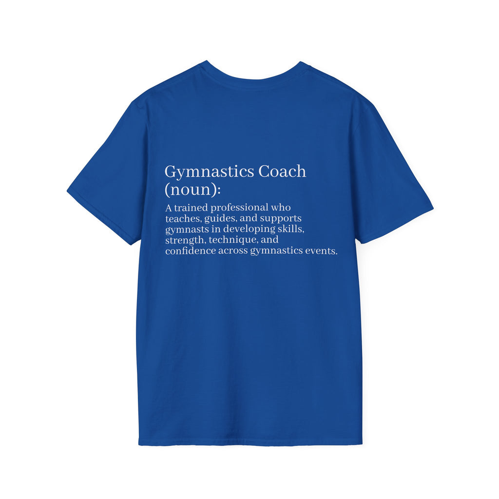 Adults Gymnastics Coach Definition T-Shirt — Back-Print Gift for Coaches